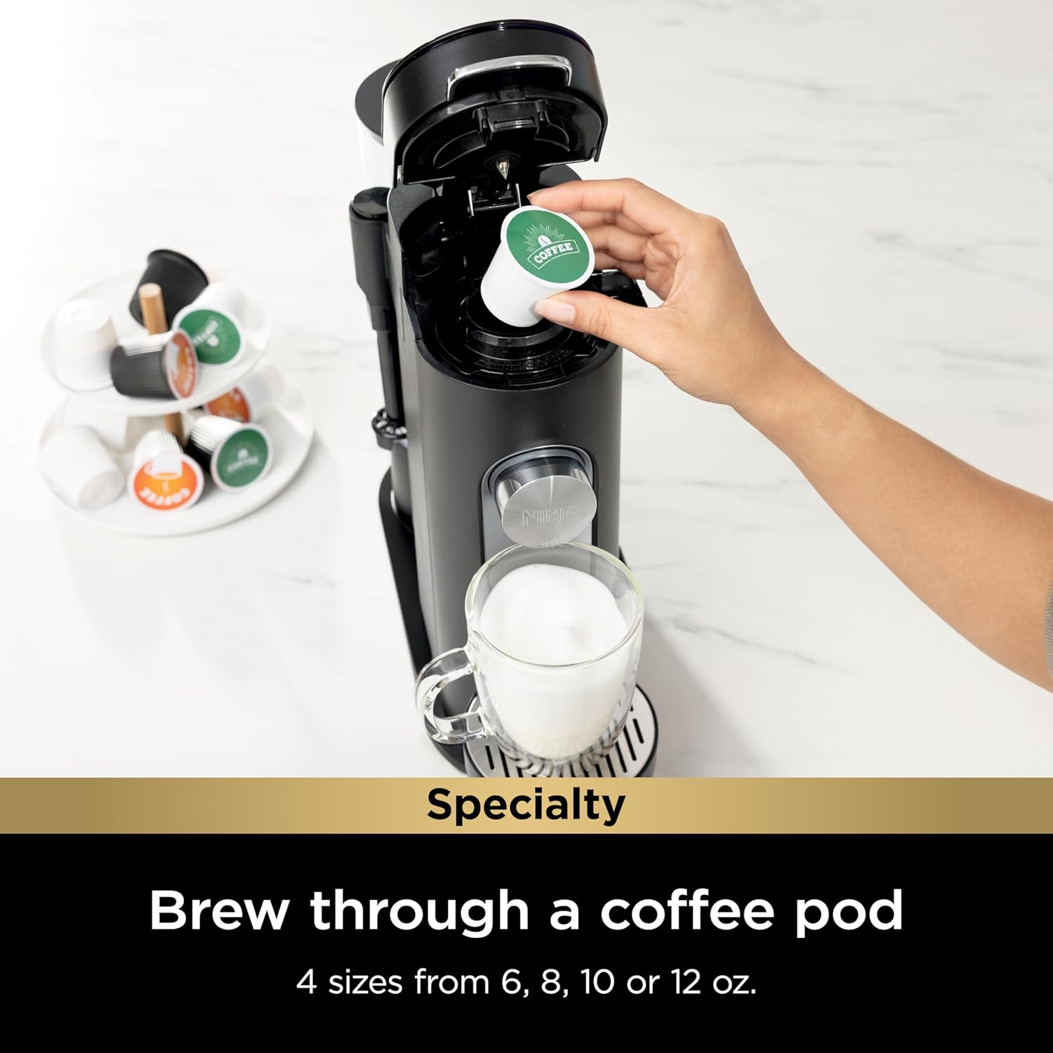 Ninja | Coffee Maker | Single Serve |Brew with Coffee Pods & Grounds| Compatible with K-Cup Coffee Pods | 4 Brew Styles, up to 24oz Cup Sizes & 56oz Removable Reservoir | Black | PB051 wourant