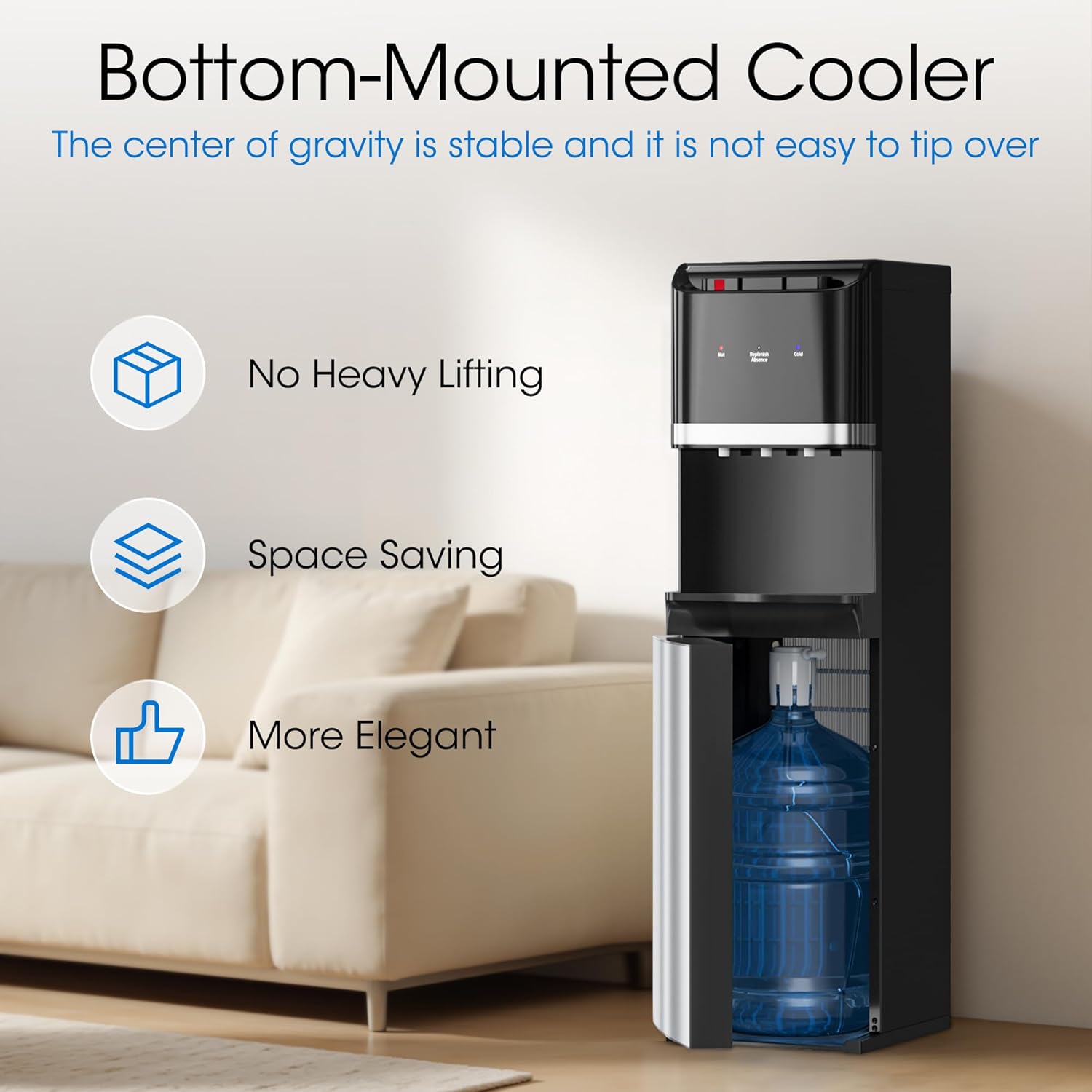 Bottom Loading Water Cooler Dispenser for 5 Gallon Bottles Stainless Steel Water Cooler wourant