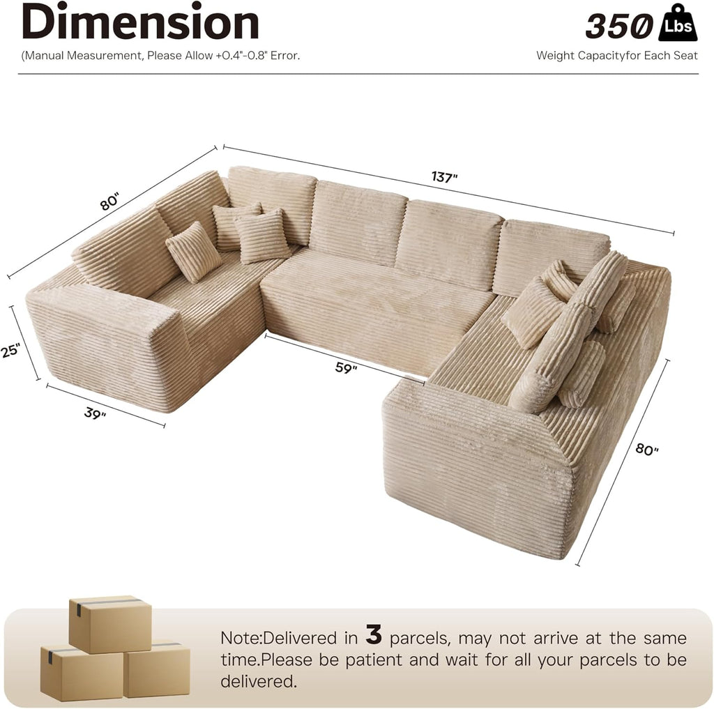 Ovios 104" Cloud Section Sofa L-shaped lounge chair, modern modular sofa wourant