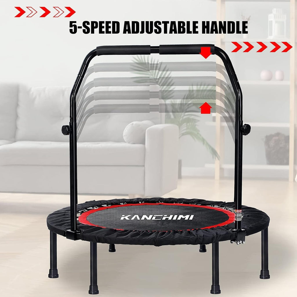 Kanchimi 40" 48" Folding Mini Fitness Indoor Exercise Workout Rebounder Trampoline with Handle, Max Load 330lbs wourant