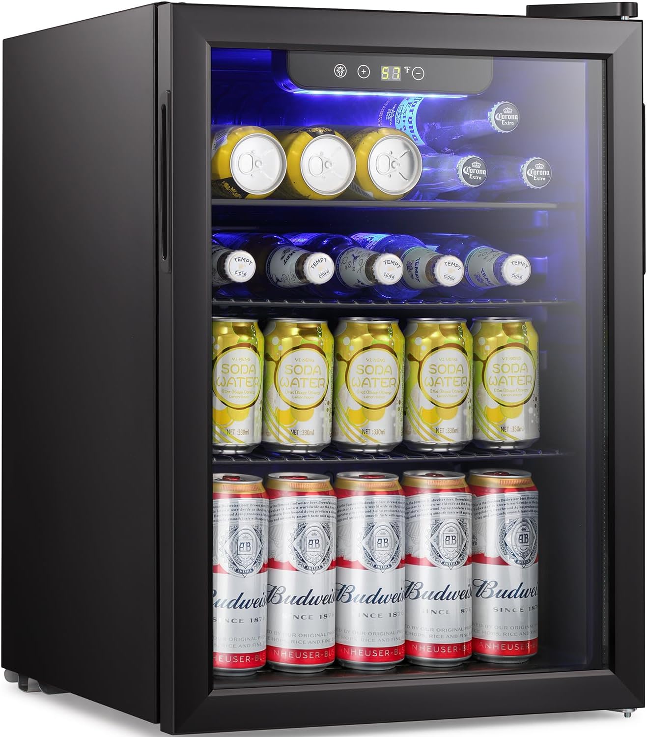 Antarctic Star Beverage Refrigerator Cooler 68 Can, Mini Fridge with Glass Door for Beer Drinks Wine,Freestanding Small Fridge with Electronic Temperature Control for Home and Bar,1.7 cu.ft wourant
