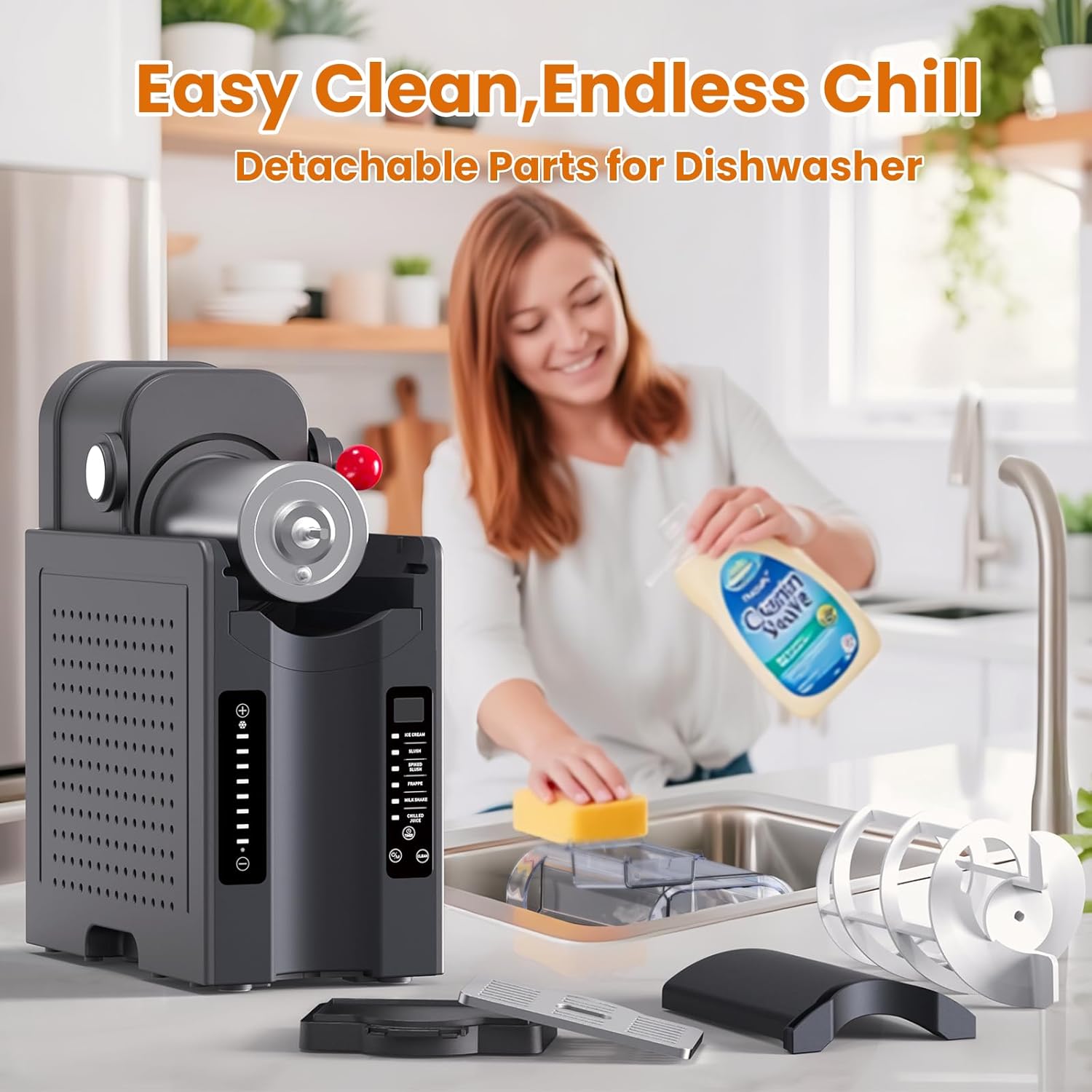 Slushie Machine - Professional Frozen Drink Maker No Ice Needed- Slushy Machine for Home with LED Display - One-Touch Reservation & 6 Pre-set Programs for Frozen Margaritas, Frappés & Ice Cream wourant