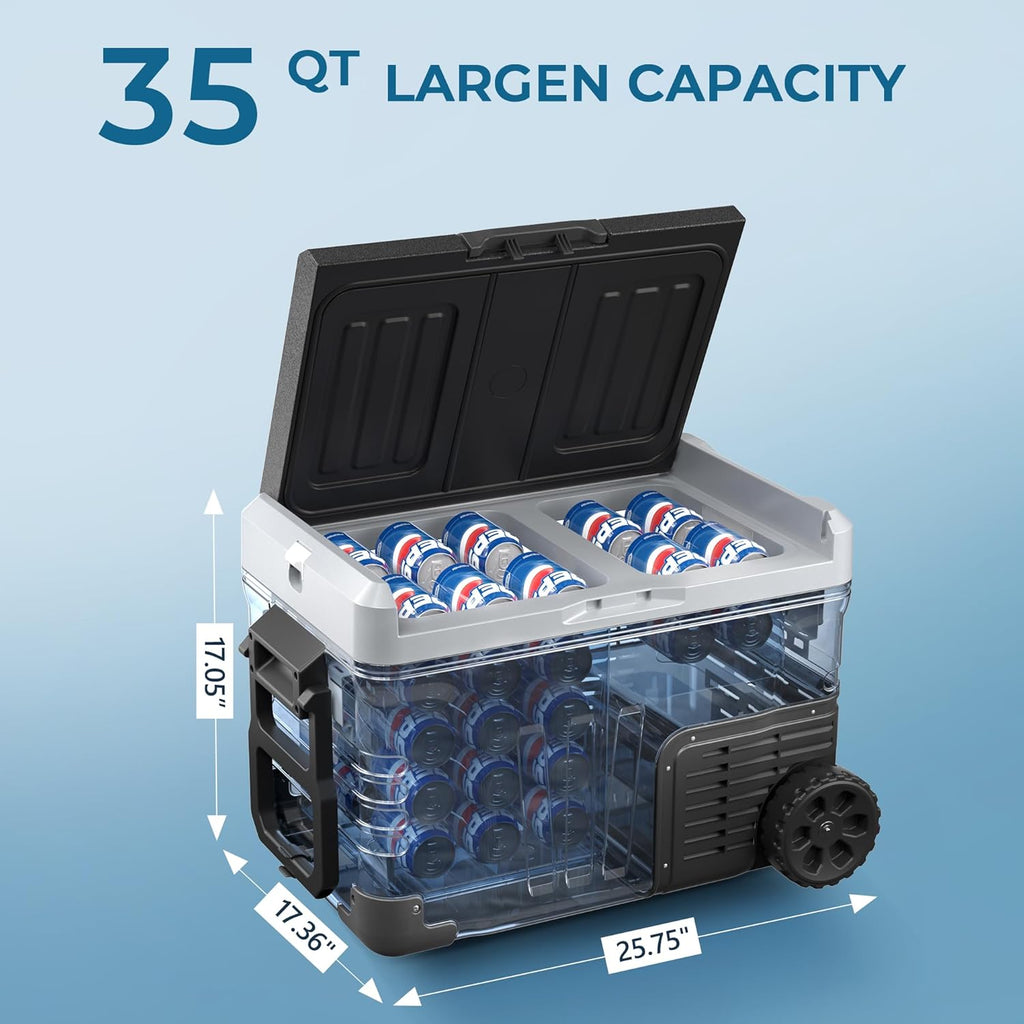 EUHOMY 12 Volt Refrigerator 53QT(50L) Electric Cooler Portable Freezer 12V/24V DC wourant
