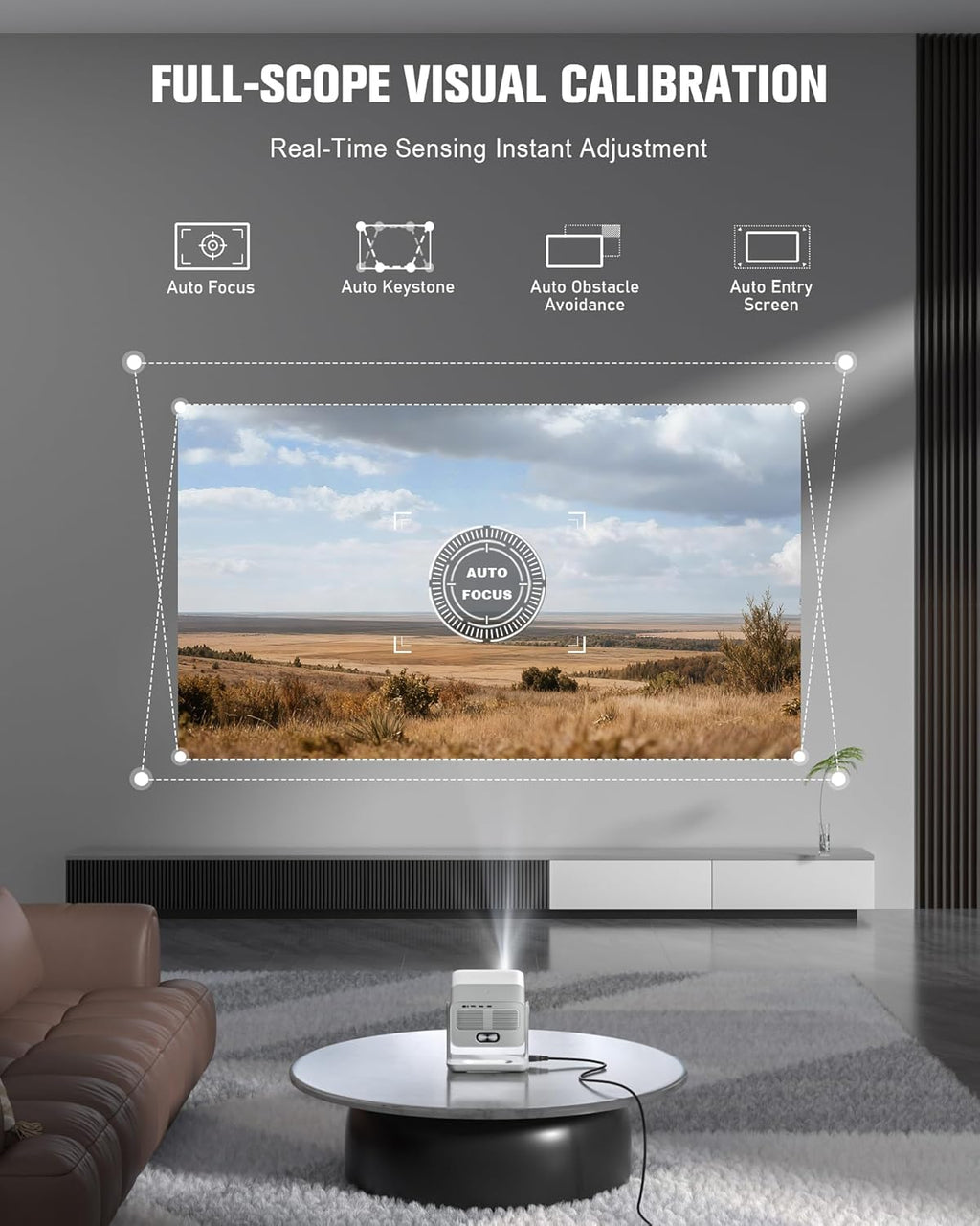 Smart Projector with WiFi and Bluetooth, VOPLLS Outdoor Projectors with Dolby/Auto Focus wourant