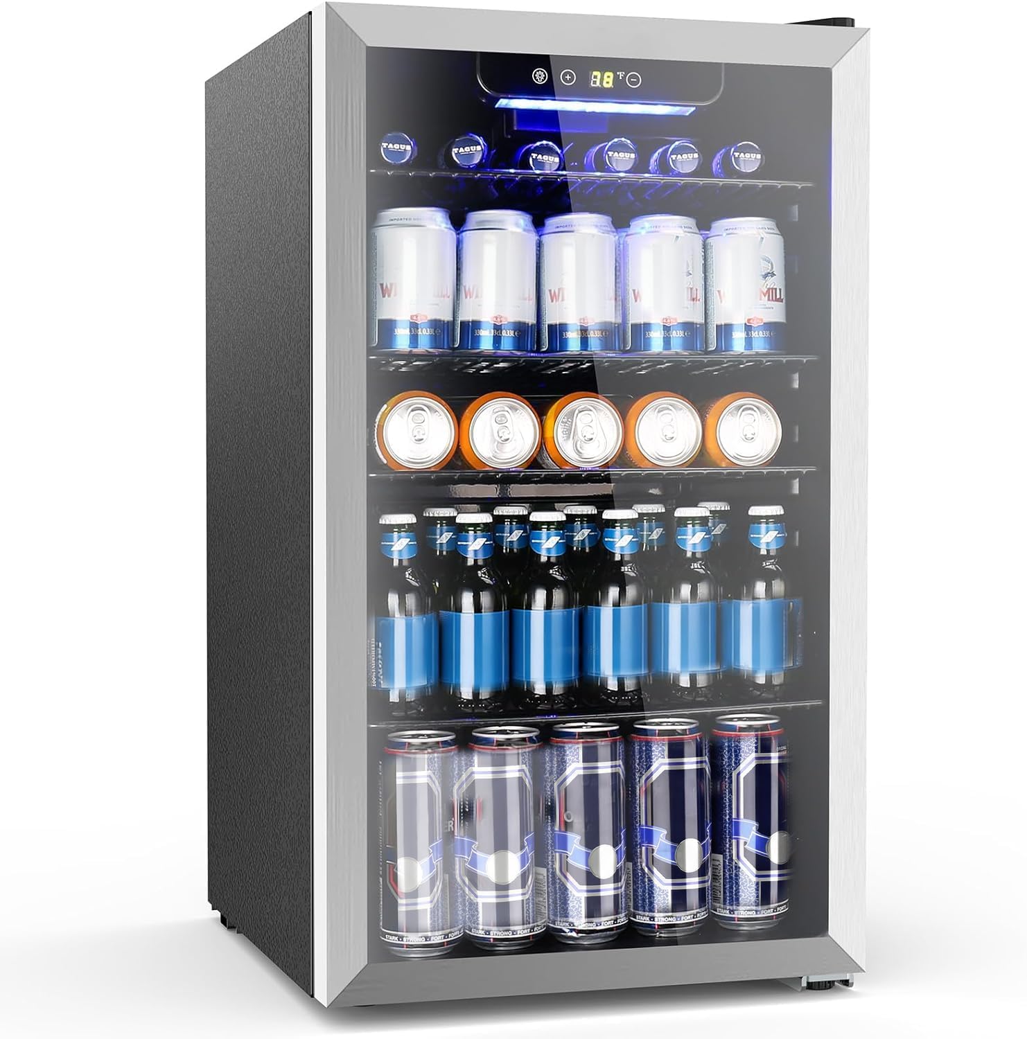 Electactic Mini Fridge 130 Can Beverage Refrigerator Cooler 3.2 Cu.Ft Drink Fridge wourant