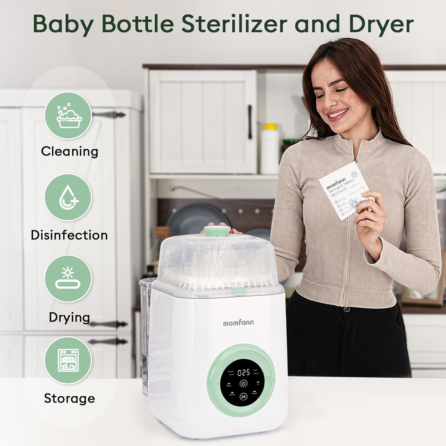 Baby Bottle Washer-19 Min Rapid Wash, Sterilizer and Dryer, All-in-One Cleaner, Bottles, Pump Parts & Baby Essentials wourant