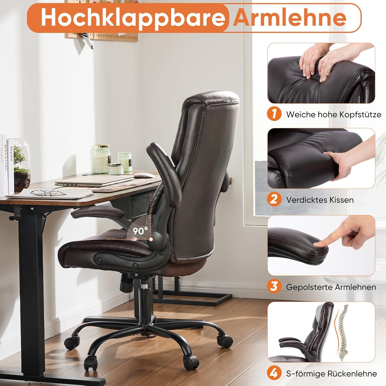 Ergonomic Office Chair Heavy Duty Work Desk Chair Adjustable Swivel Rolling Chair with Wheels wourant