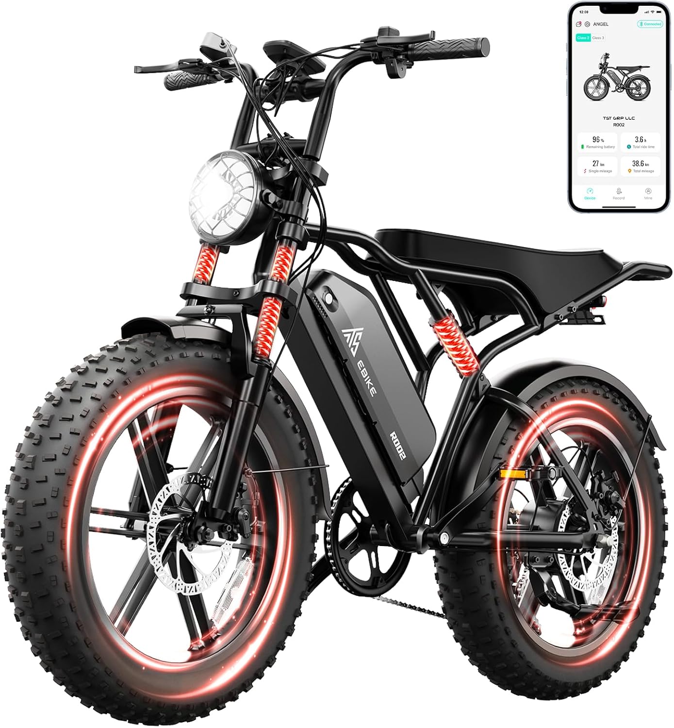Electric Bike for Adults 1500W Peak 20" Fat Tire All-Terrain E-Bike 60/110 Miles 28 MPH Electric Dirt Bike