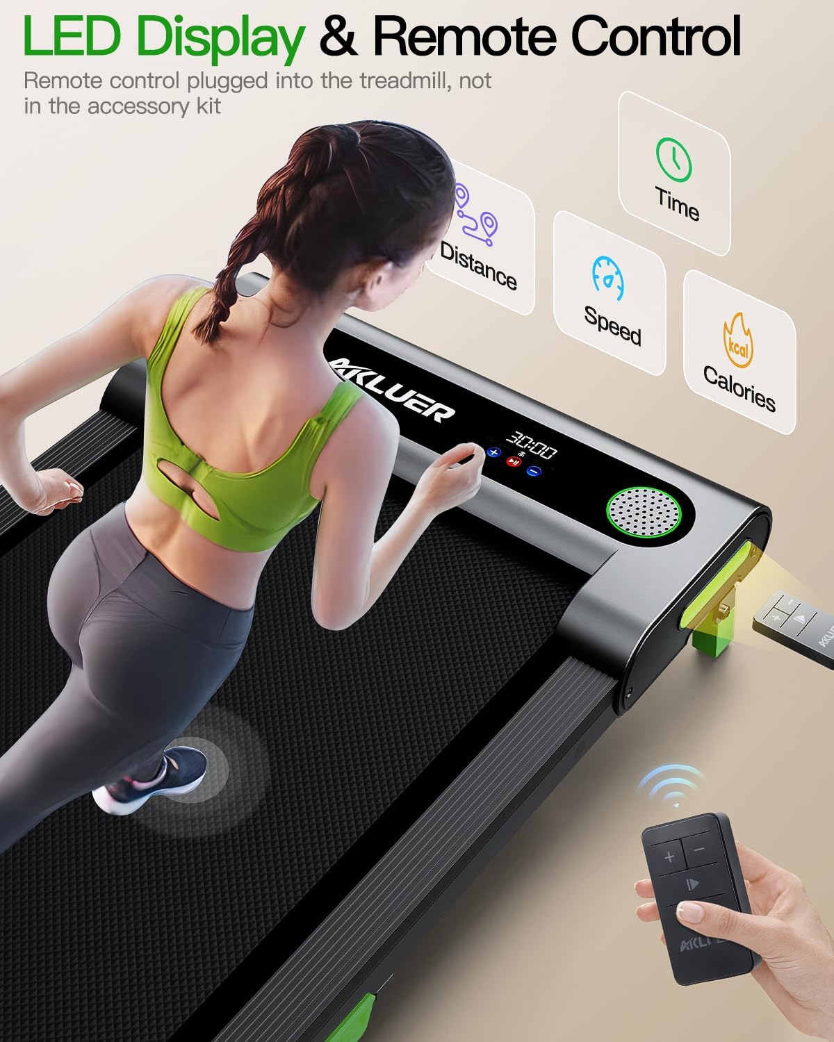 Akluer Inclined Home Treadmill 2.5 HP Small Under-Desk Treadmill with Remote Control and LED Display wourant