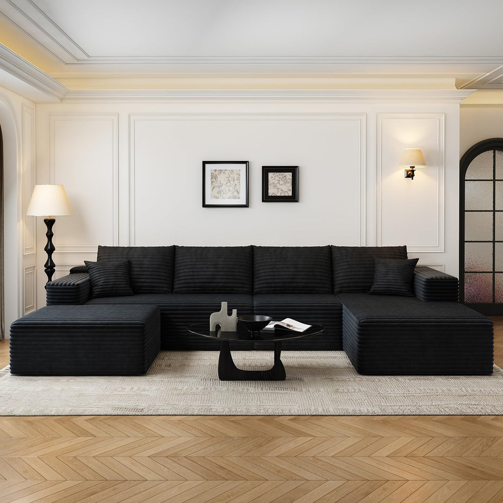 107.5 inch Cloud Modular Sectional Sofa with L-Shaped Chaise Lounge, Modern Minimalist Upholstered Sofa Deep Seating Corner Sofa wourant