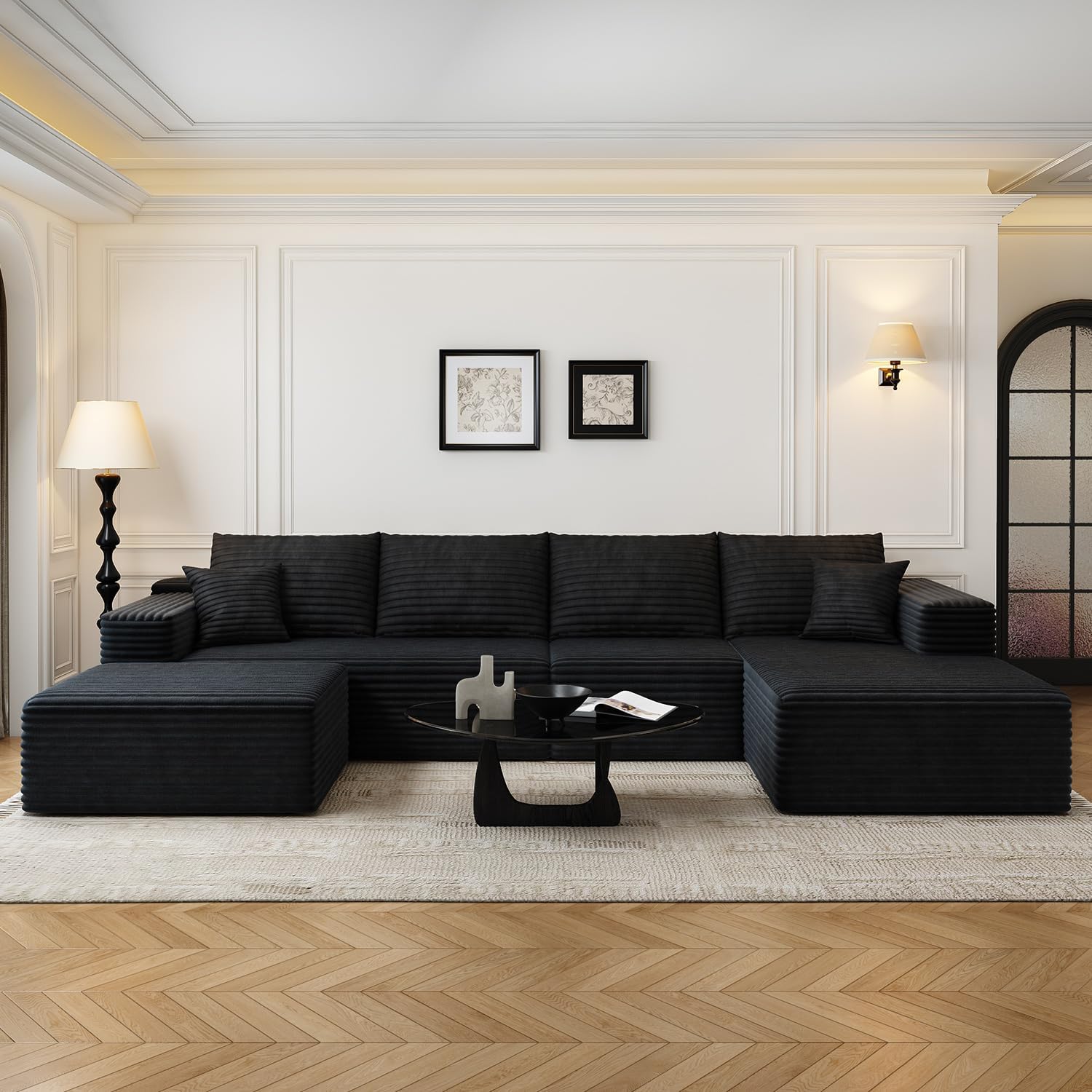 107.5 inch Cloud Modular Sectional Sofa with L-Shaped Chaise Lounge, Modern Minimalist Upholstered Sofa Deep Seating Corner Sofa wourant