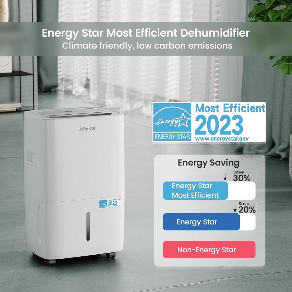 Waykar 2000 Sq. Ft Dehumidifier for Home and Basements, with Auto or Manual Drainage, 0.66 Gallon Water Tank Capacity wourant