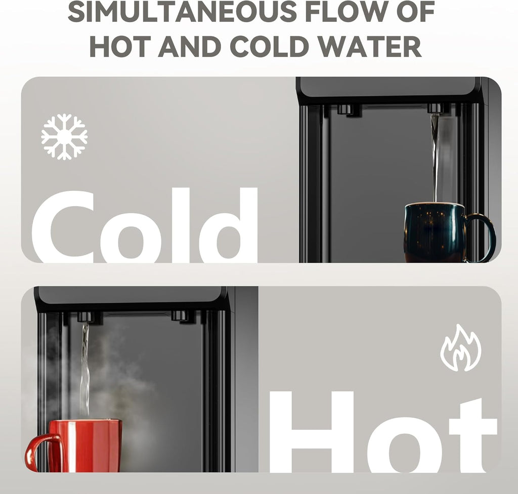 Euhomy Hot Cold Water Dispenser Top Loading Water Dispenser for 3 or 5 Gallon Bottles wourant