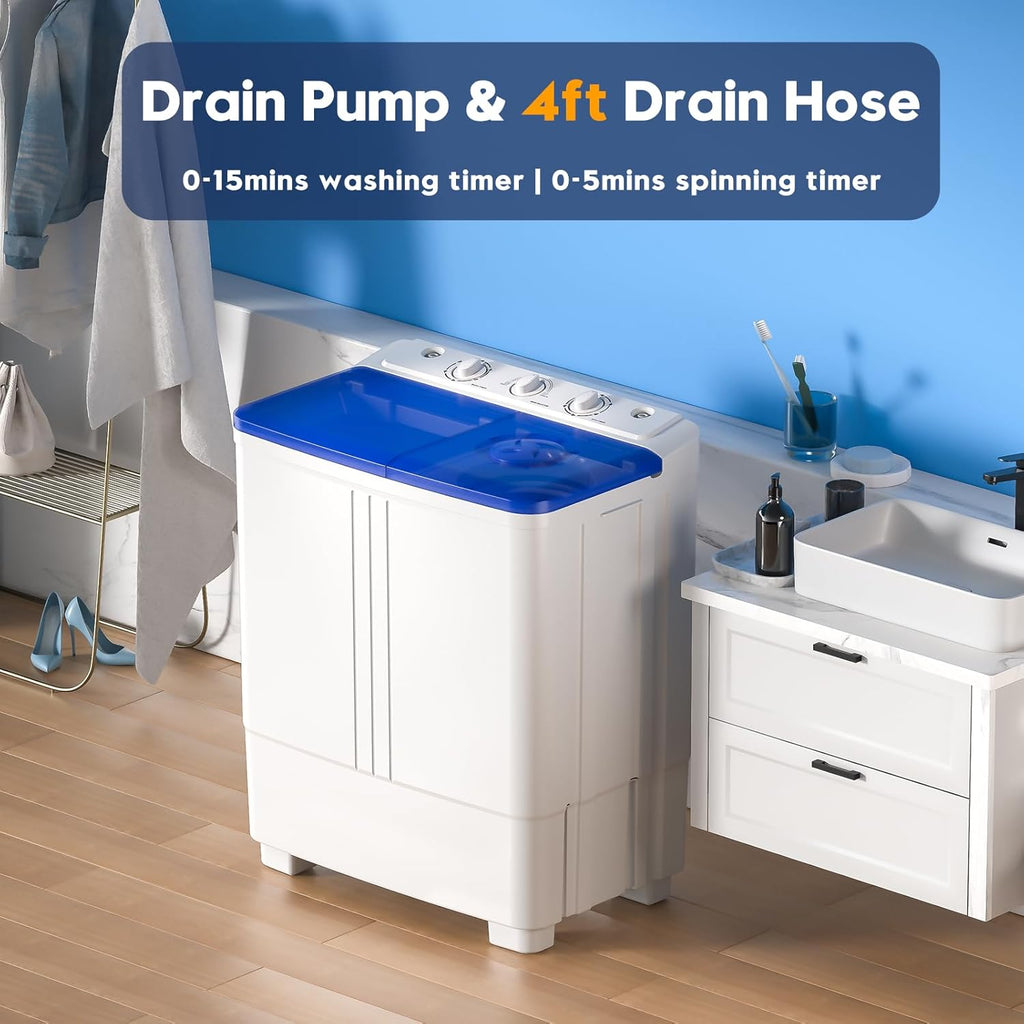Auertech Portable Washing Machine 28lb Twin Tub Washing Machine Mini Compact Washing Machine with Drain Pump wourant
