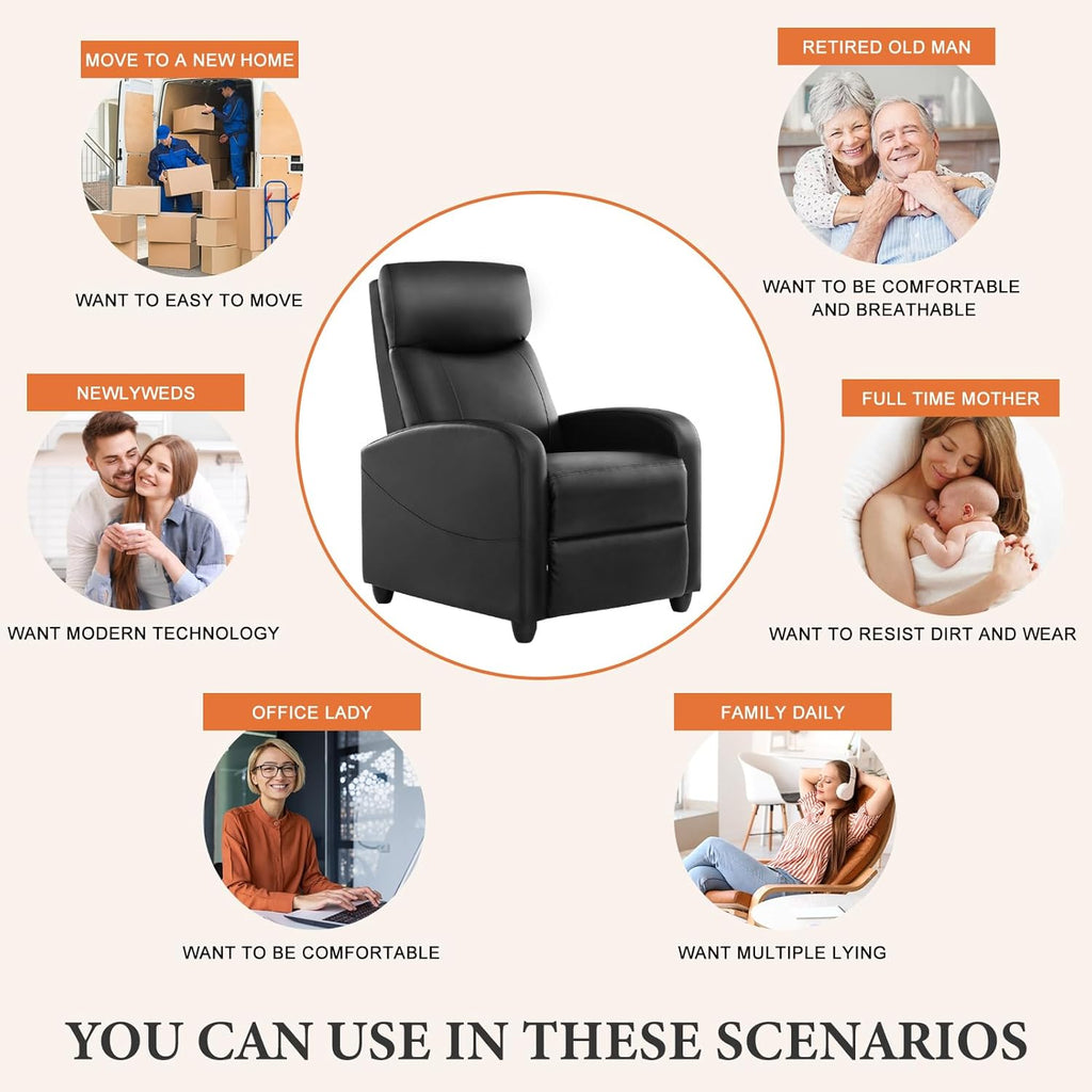 Sweetcrispy Massage Recliner Chair for Adults, Adjustable Home Theater Seating with Lumbar Support for Living Room, Modern Fabric Reclining, Light Grey wourant