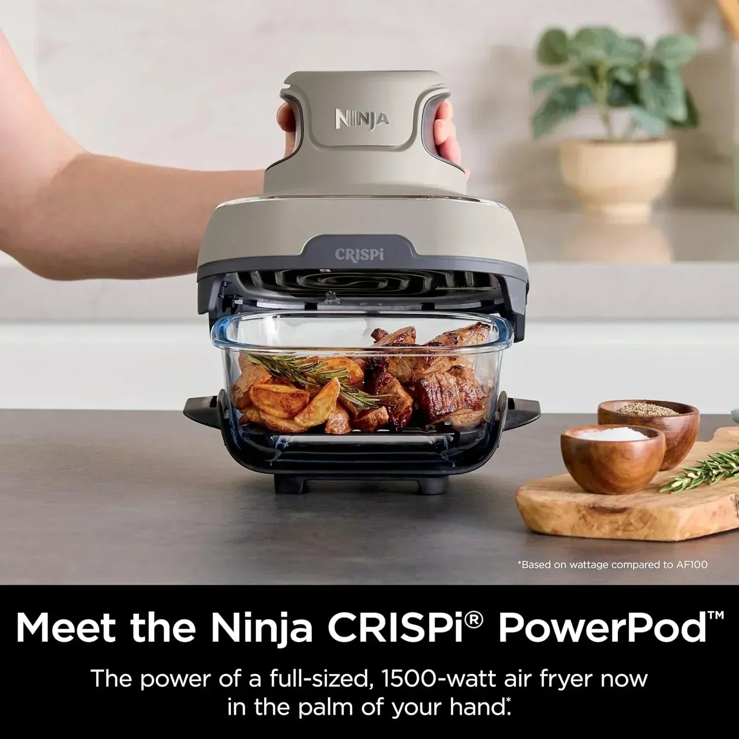 Ninja Crispi 4 in 1 Portable Glass Air Fryer Cooking System 4QT 6 Cup TempWare Glass Containers wourant
