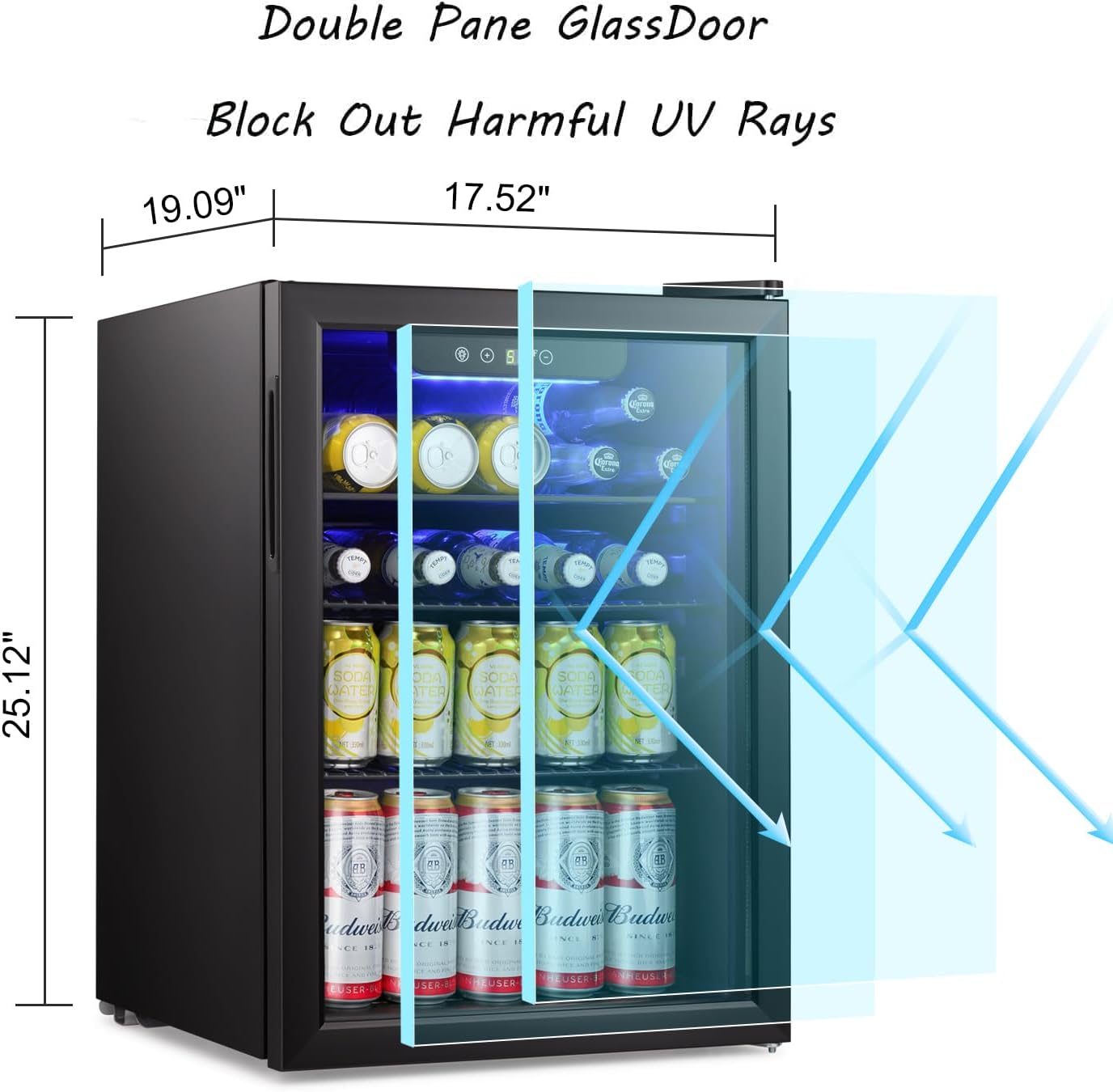 Antarctic Star Beverage Refrigerator Cooler 68 Can, Mini Fridge with Glass Door for Beer Drinks Wine,Freestanding Small Fridge with Electronic Temperature Control for Home and Bar,1.7 cu.ft wourant