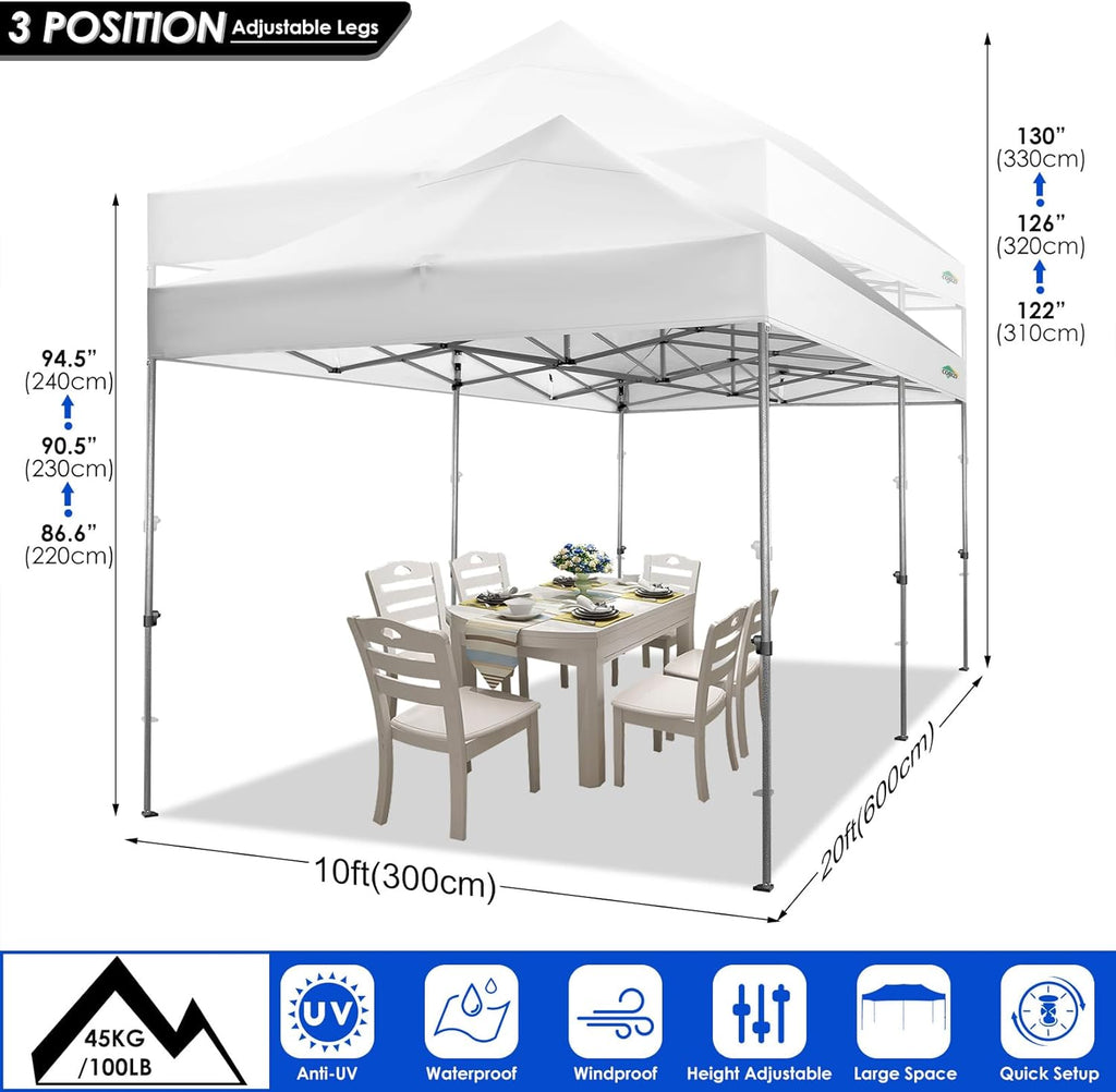 COBIZI 10x20 Heavy Duty Pop up Canopy Tent with 6 sidewalls Easy Up Commercial Outdoor Canopy Wedding Party Tents for Parties All Season Wind & Waterproof Gazebo with Roller Bag,Black(Frame Thickened) wourant
