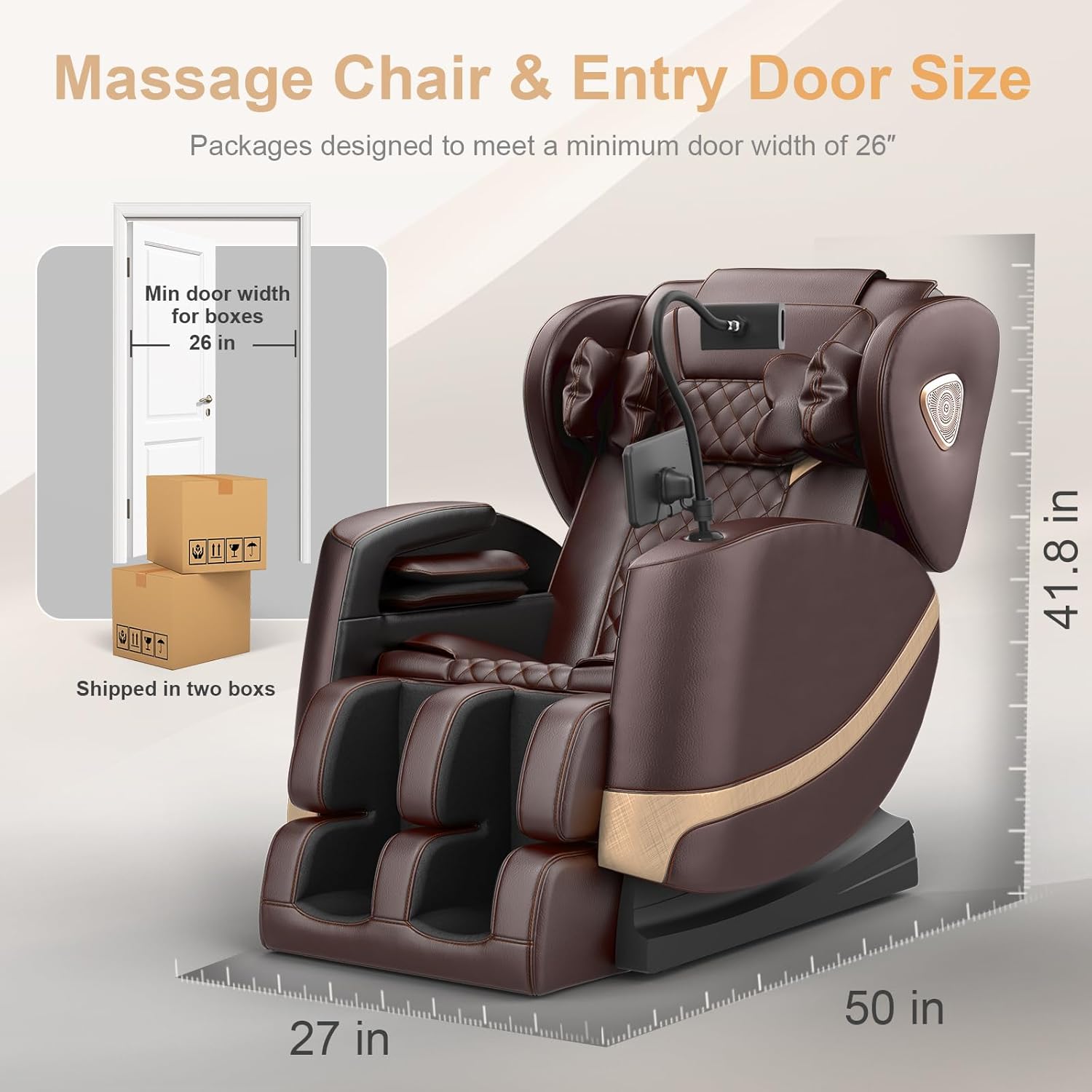 2025 Massage Chair Full Body, Zero Gravity Massage Chair with 10 Fix Rollers, Heating, Foot Massage, Auto Modes, Bluetooth Speaker, Touch Screen Controller (Black & Brown) wourant