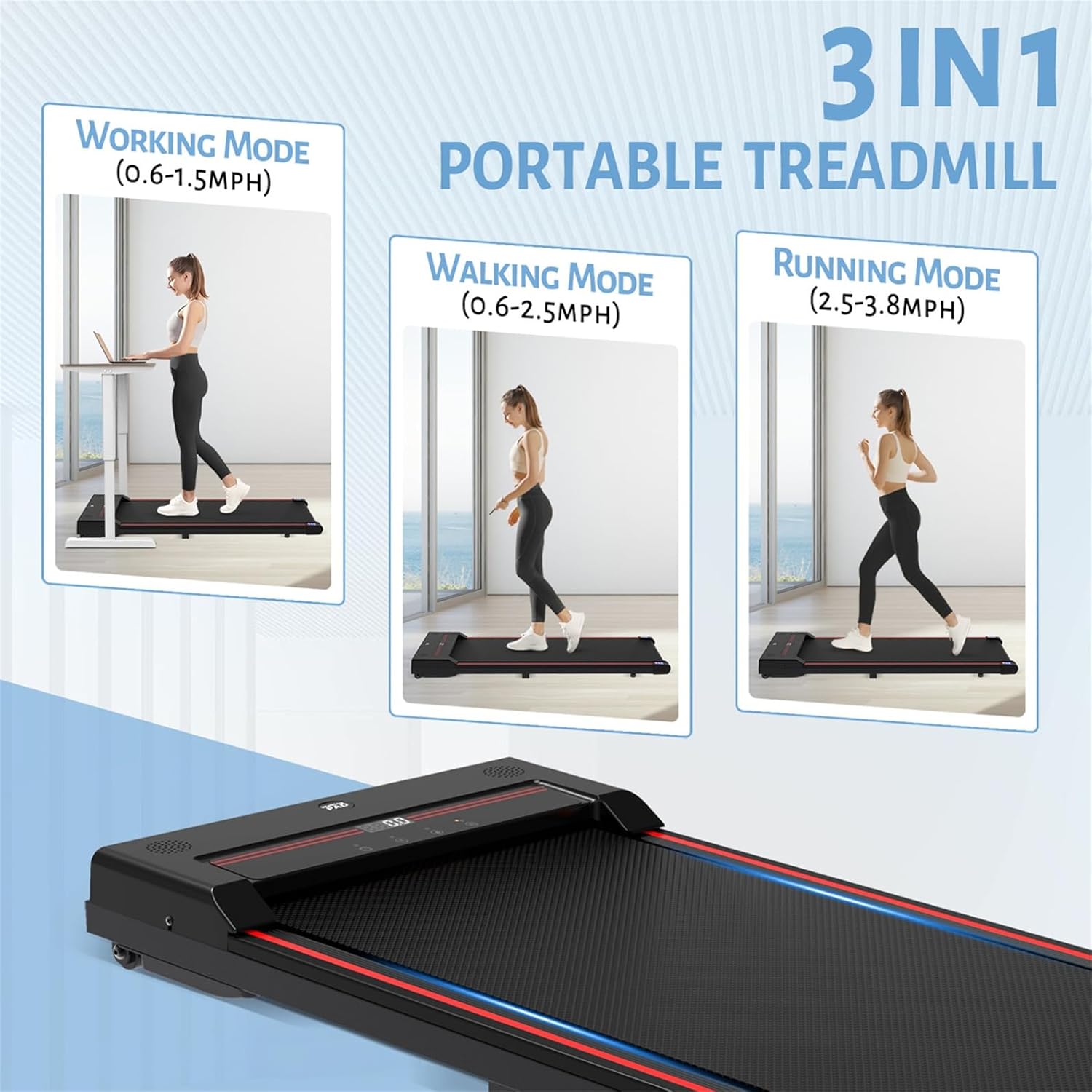 Sperax Walking Vibration Pad with APP, 3 in 1 Under Desk Treadmill, 2.5HP Low Noise Walking Treadmill Pad with Remote Control,Portable Treadmills for Home Office wourant