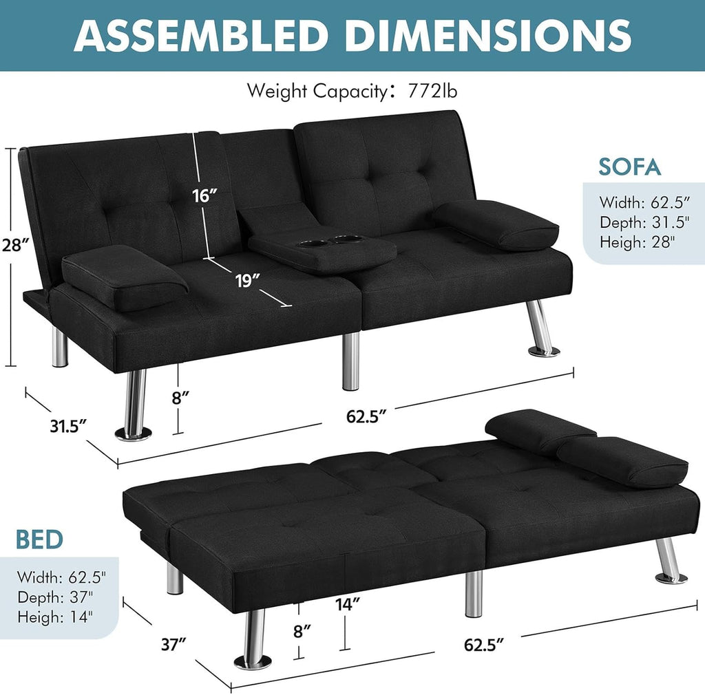 Convertible Sofa Bed Modern Imitation Leather Home Recliner Flip Double Sofa Folding Sofa Bed Guest Bed wourant