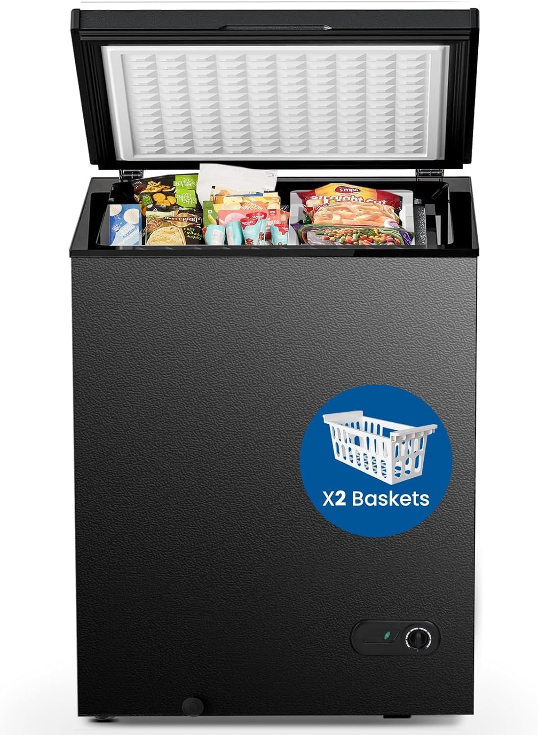 Chest Freezer 3.5 Cubic Feet Compact Freezer Free Standing Top open Door Deep Freezer wourant