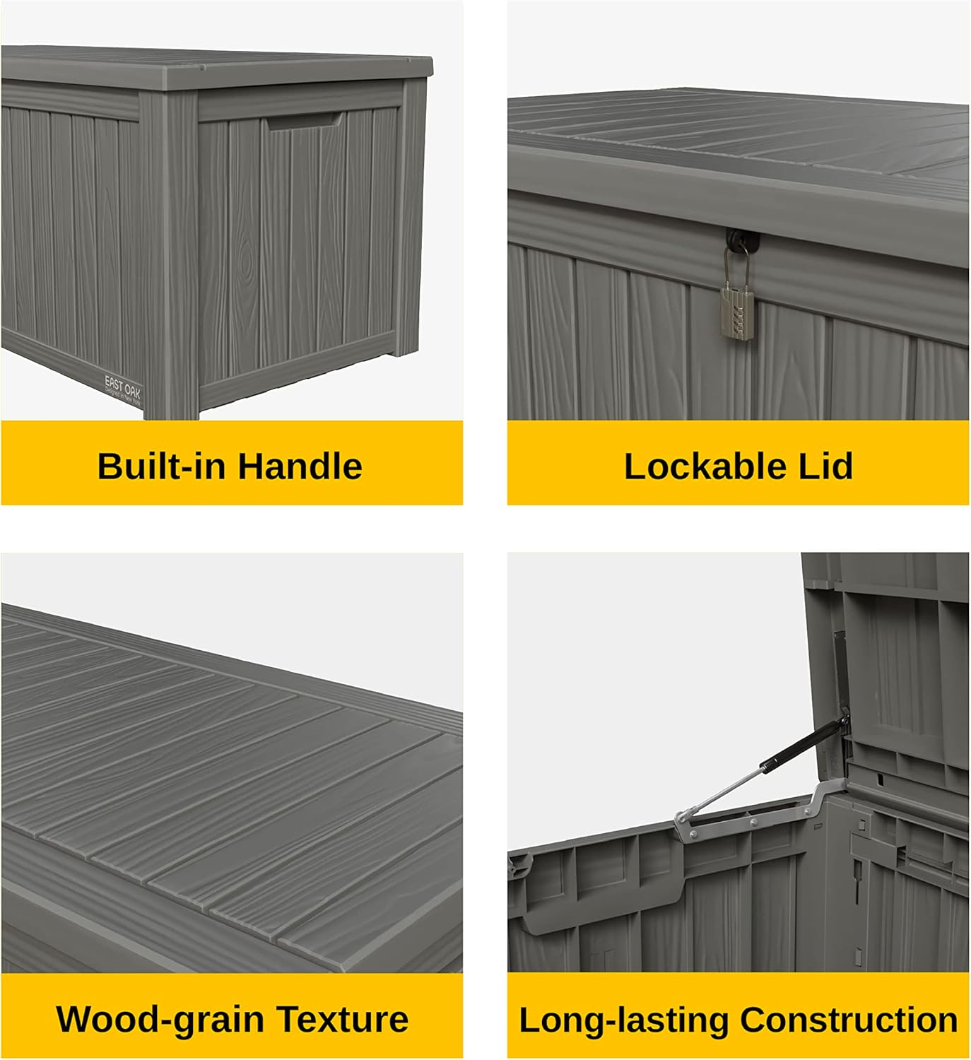 EAST OAK Outdoor Storage Box, 60 Gallon Deck Box Indoor and Outdoor Use, Waterproof Resin Storage Bin wourant