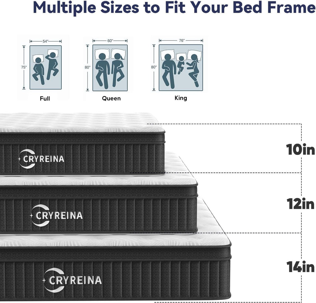 Queen Mattress, 12 Inch Queen Hybrid Mattress in a Box, Upgrade Individually Pocket Springs, Medium Firm, Pressure Relief, Breathable Comfort and Durable, CertiPUR-US Certified wourant