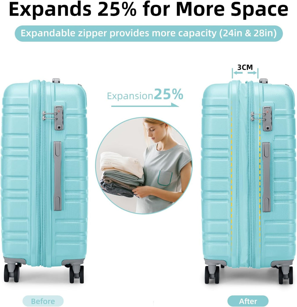 6-piece luggage set, expandable hardshell suitcase set with spinner wheels, lightweight rolling luggage set wourant