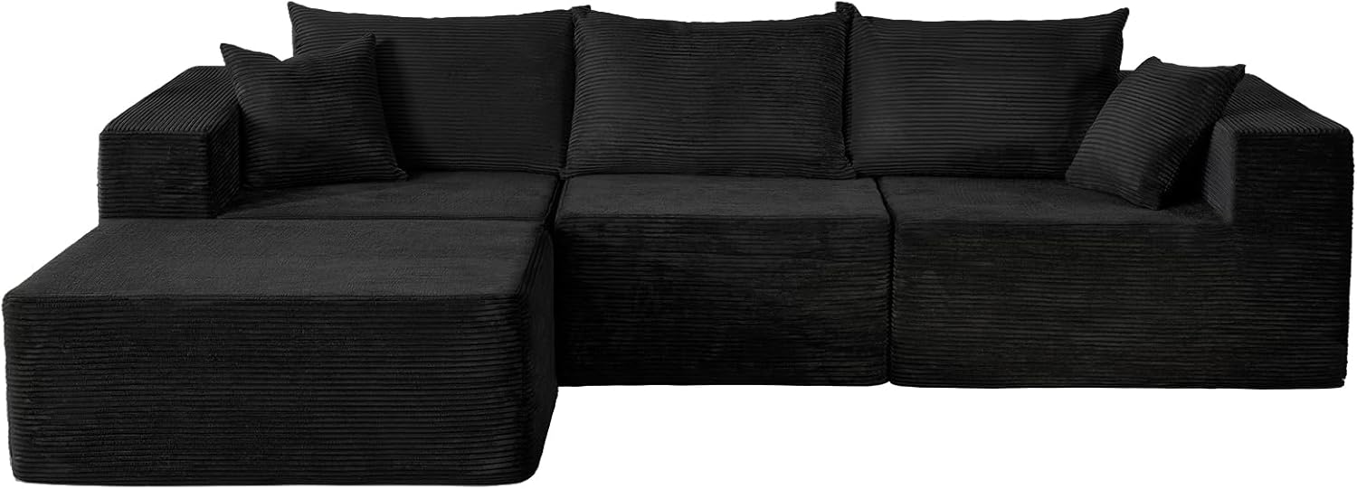 Cloud sofa with L-shaped lounge chair modern modular sofa with deep seats wourant