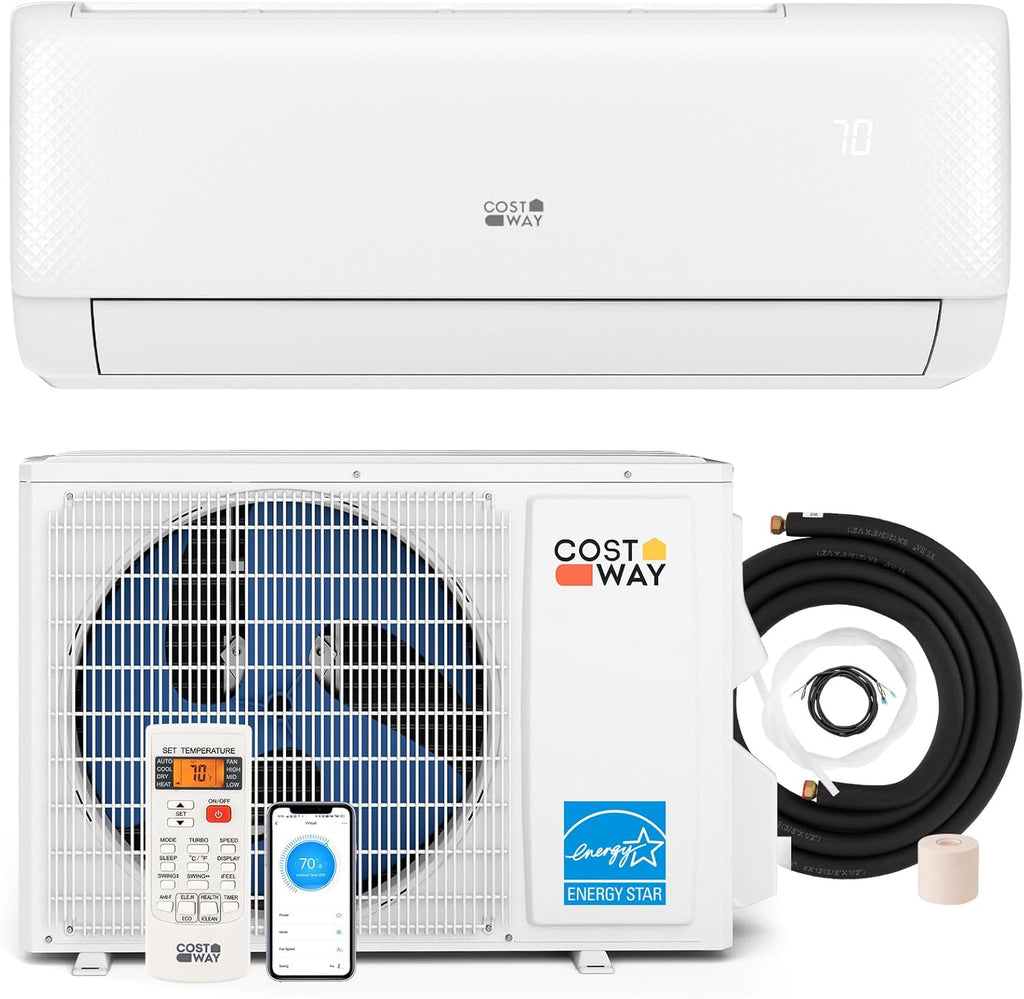 COSTWAY 11500 BTU Mini Split Air Conditioner 115V 17 SEER2 Wifi Enabled Inverter Air Conditioner wourant