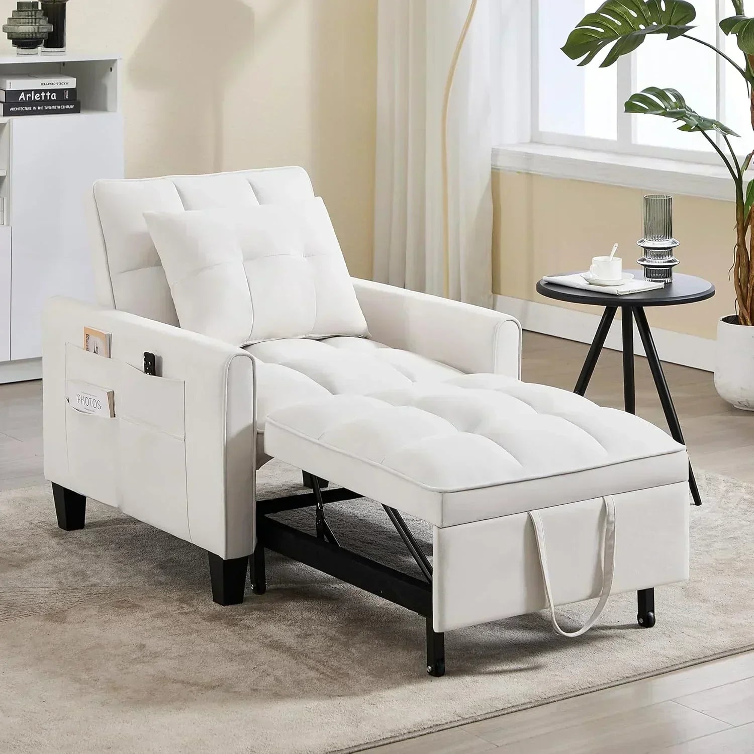 Convertible Sleeper Chair 3 in 1 Sleeper Chair Bed Pull Out Sofa Bed Chairs Velvet Single Sofa wourant