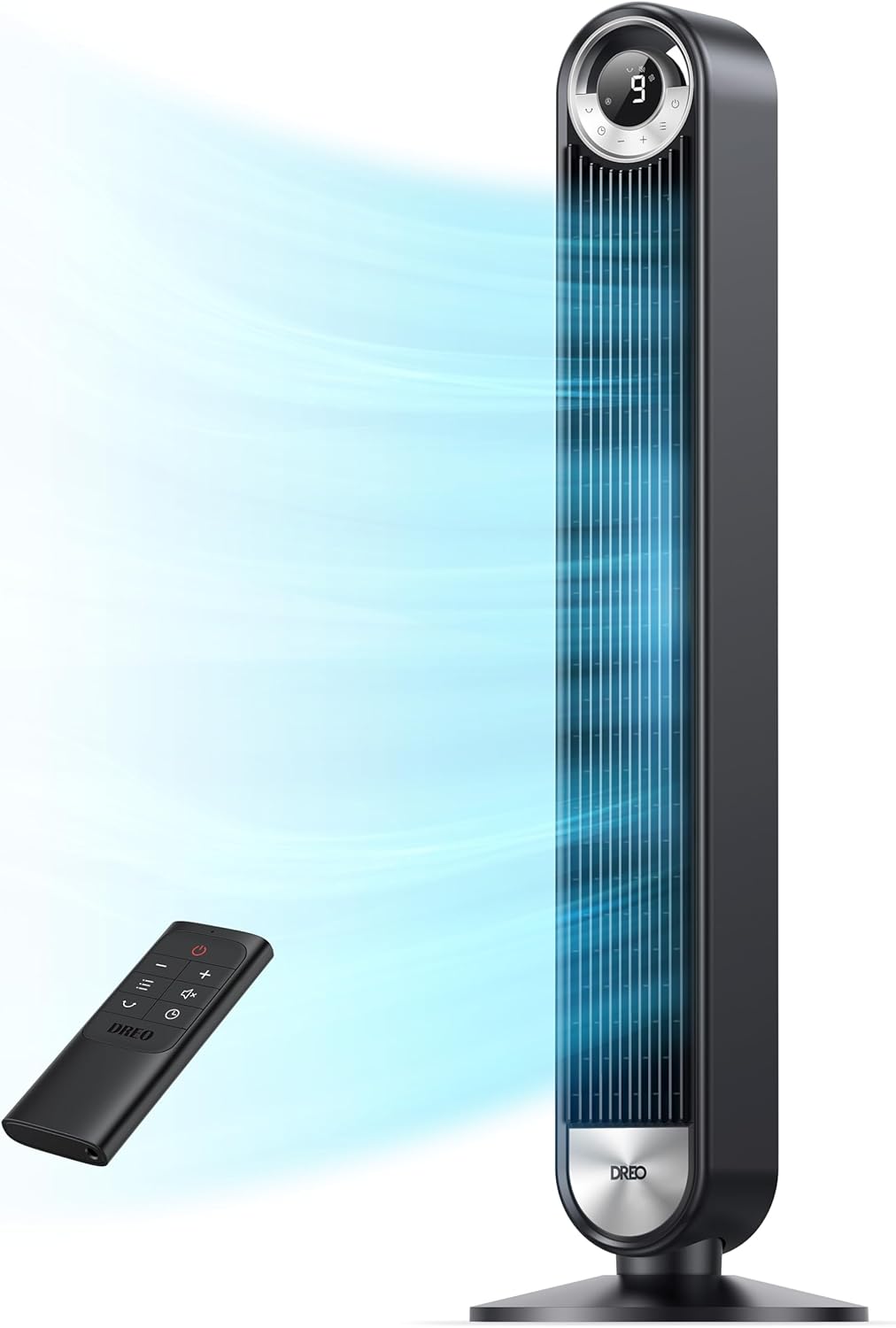 DREO Tower Fan for Bedroom, 90° Oscillating Standing Fan with 28ft/s Velocity, 20dB Quiet for Sleep, DC Motor, 9 Speeds, 4 Modes, 12H Timer, Voice & APP & Remote Control, 42" Cruiser Pro T2 S woonhhop