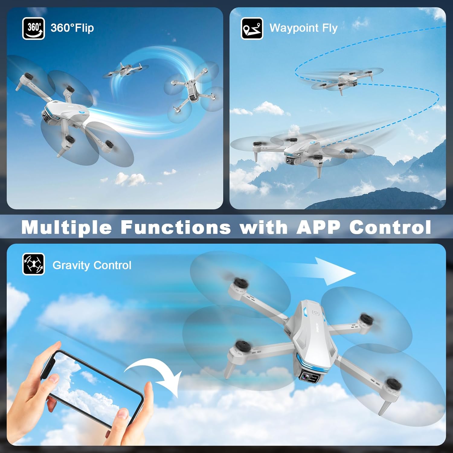 Drone with Camera for Adults, HD FPV Drones with Upgrade Altitude Hold, One-Key Take Off/Landing, Voice Control, Headless Mode, 2 Batteries, Toys Gifts for Teen Boys Girls, Beginner wourant