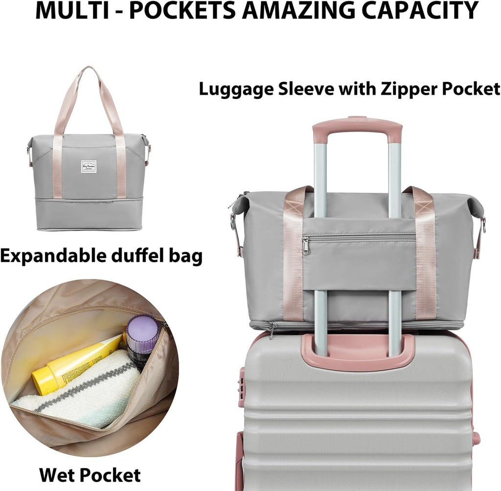 LONG VACATION 6 Piece Luggage Set Carry on Suitcase with ABS+PC hardshell, Spinner Wheels & YKK Zipper TSA Lock wourant