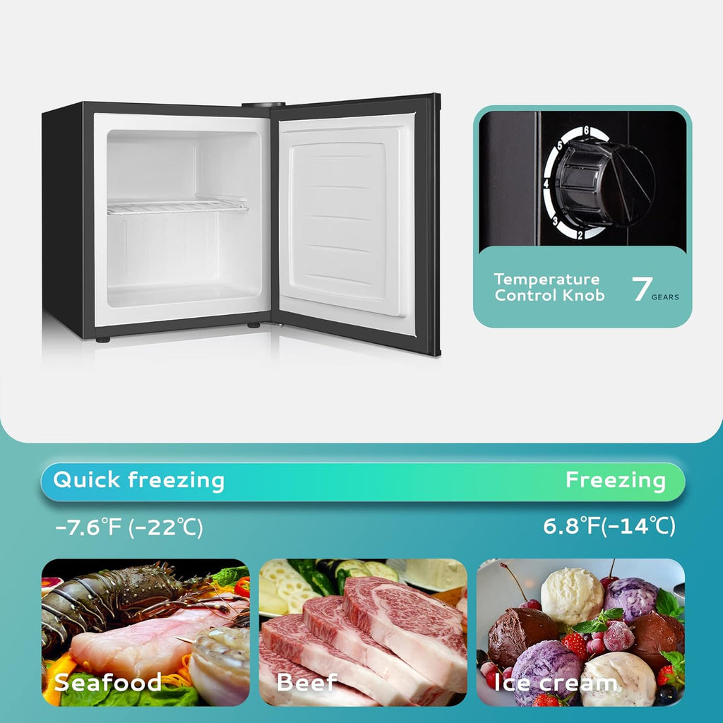 Upright freezer, 3.0Cubic Feet, Single Door Compact Mini Freezer with Reversible Door Small freezer for Home/Dorms/Apartment/Office wourant