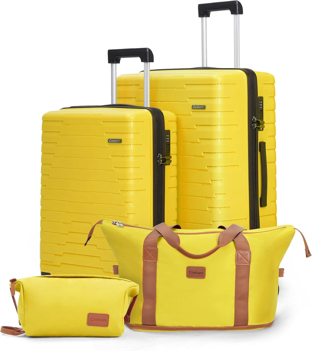 5-piece luggage set with wheels, ABS hardshell suitcase with spinner wheels wourant
