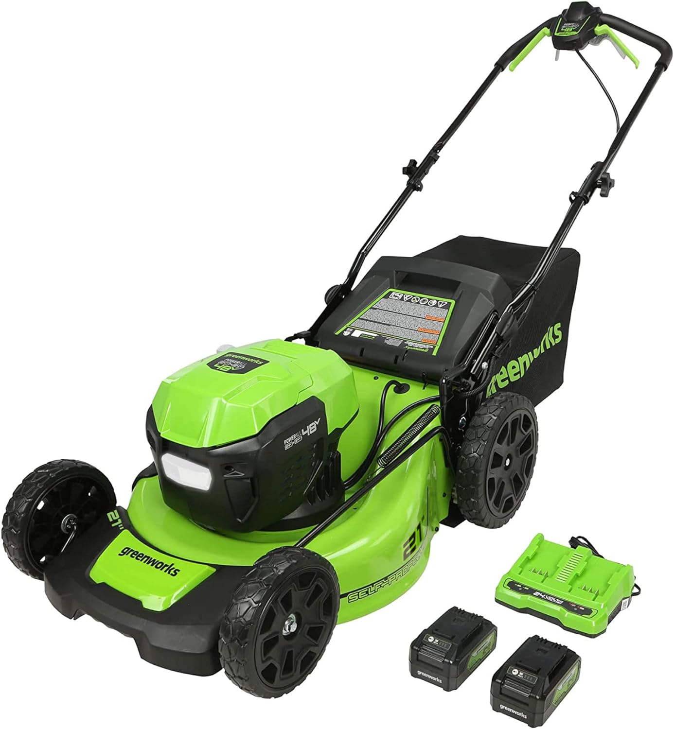 Greenworks 48V (24V x 2) 21" Brushless Self-Propelled Mower+12" String Trimmer+320CFM wourant