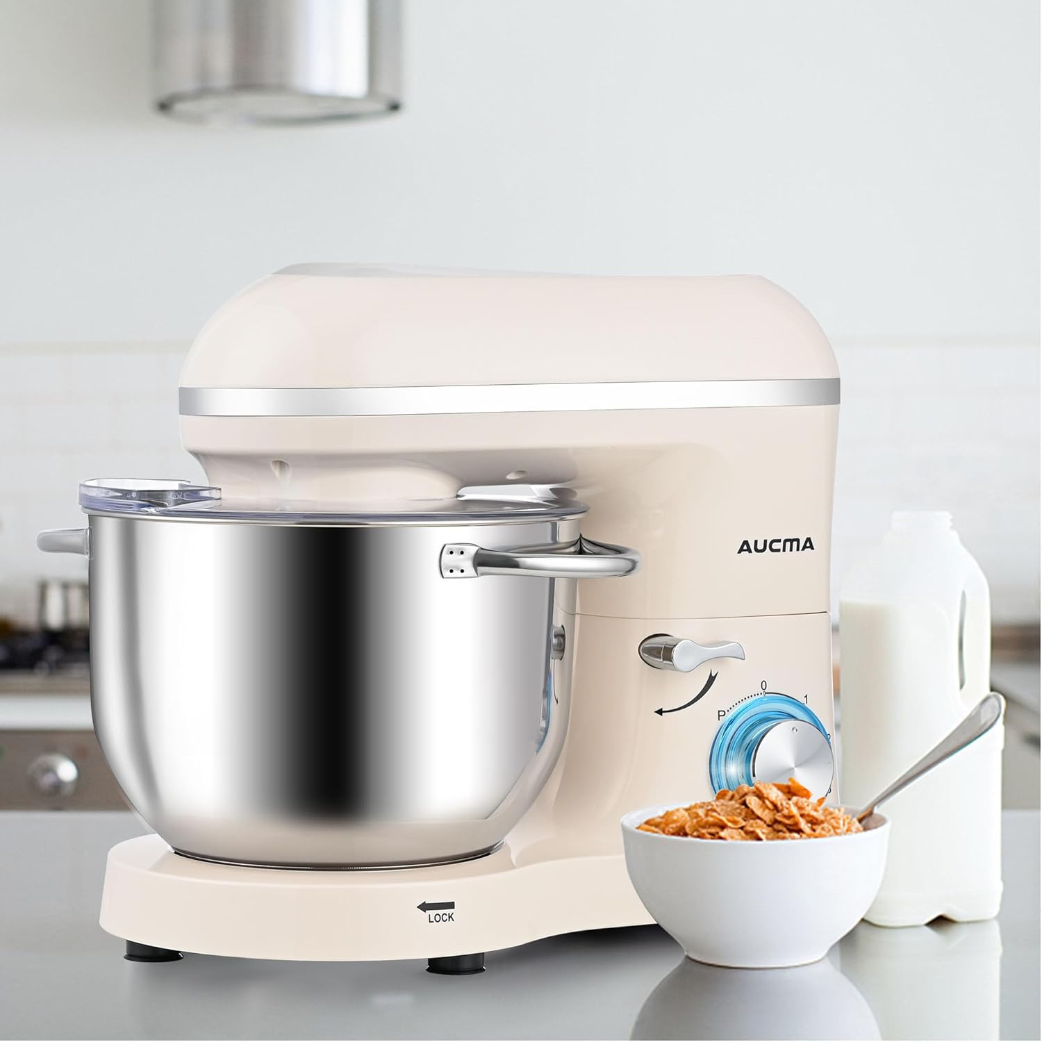 Aucma Stand Mixer,6.5-QT 660W 6-Speed Tilt-Head Food Mixer, Kitchen Electric Mixer with Dough Hook wourant