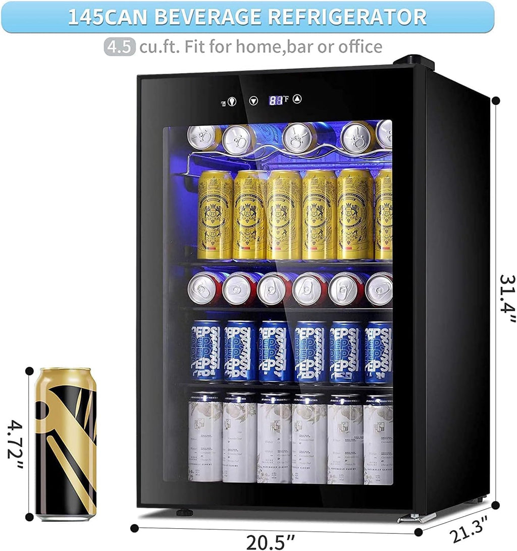 Antarctic Star Beverage Refrigerator Cooler 68 Can, Mini Fridge with Glass Door for Beer Drinks Wine,Freestanding Small Fridge with Electronic Temperature Control for Home and Bar,1.7 cu.ft wourant
