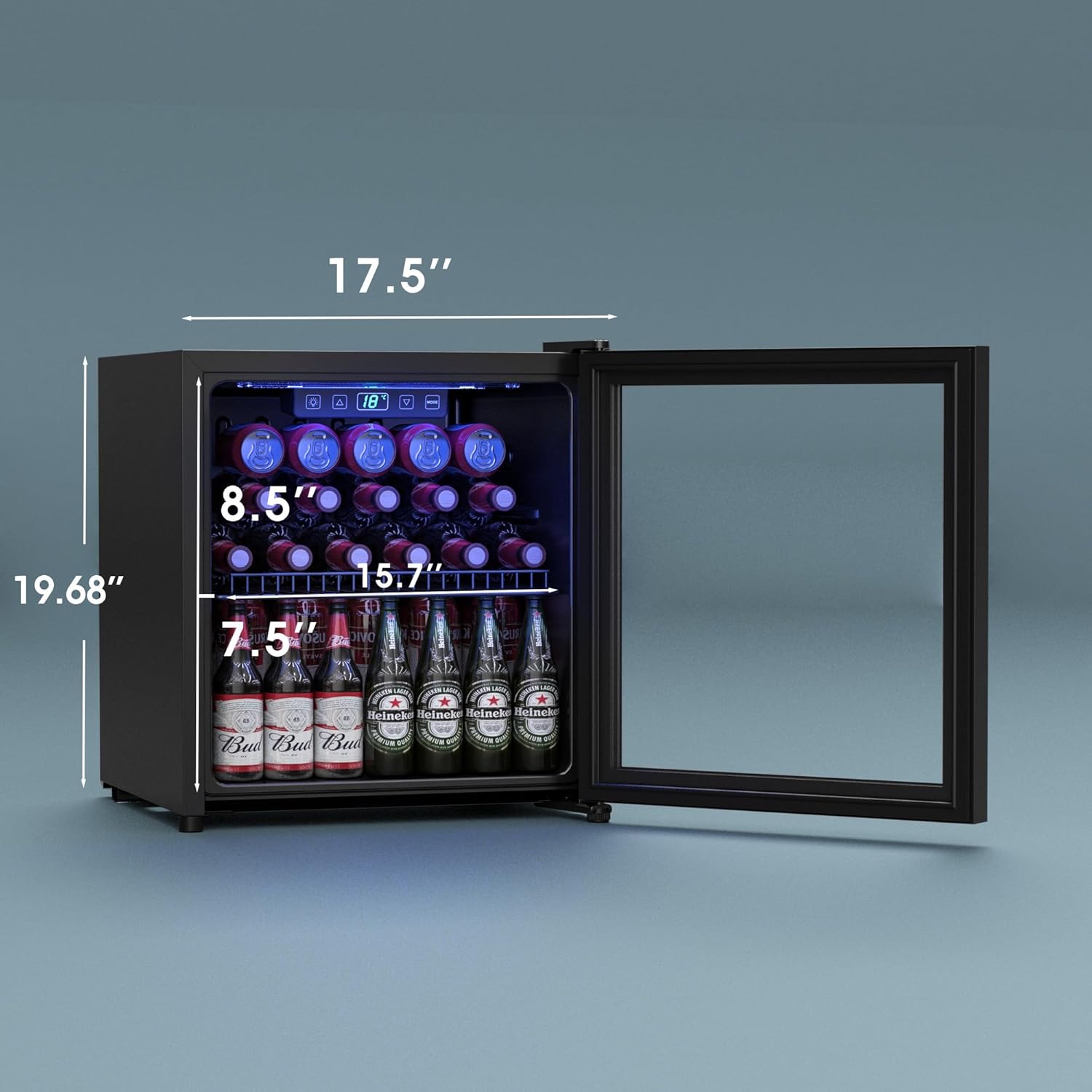Beverage Refrigerator Cooler-120 Cans Freestanding Mini Fridge Cooler with Glass Door wourant