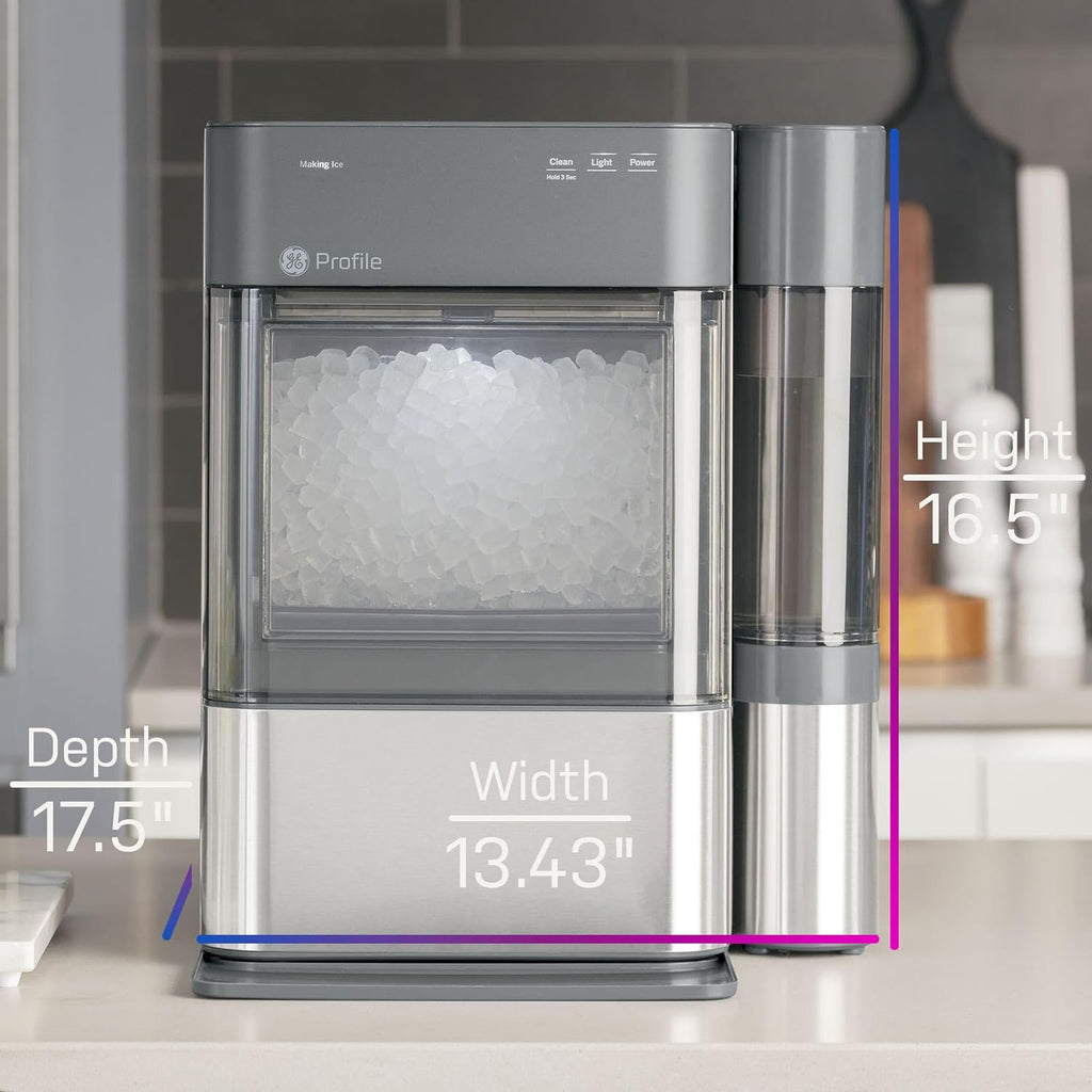 GE Profile Opal 2.0 with 0.75 Gallon Tank, Chewable Crunchable Countertop Nugget Ice Maker, Scoop included, 38 lbs in 24 hours, Pellet Ice Machine with WiFi & Smart Connected, Stainless Steel wourant