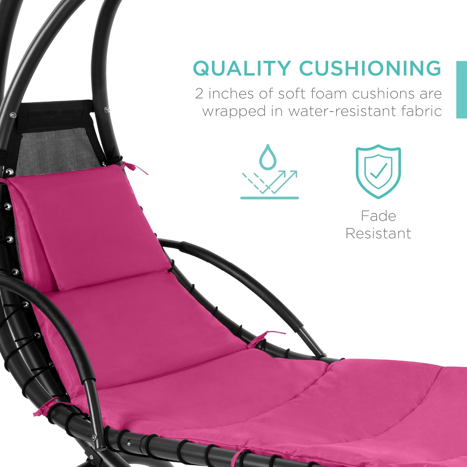 Best Choice Products Outdoor Hanging Curved Steel Chaise Lounge Chair Swing w/Built-in Pillow and Removable Canopy - Teal wourant