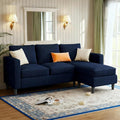 JAMFLY 3 Seat Convertible L Shaped Sectional Sofa  Ottoman Upholstered Fabric Couch wourant