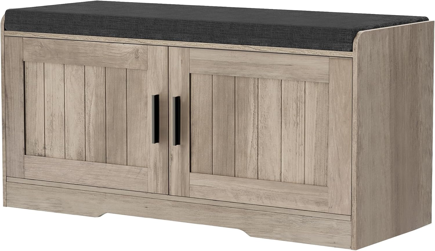2-Tier Storage Bench, Shoe Bench with Thickened Padded Seat Cushion, Entryway Bench with 4 Doors, Adjustable Shelf wourant