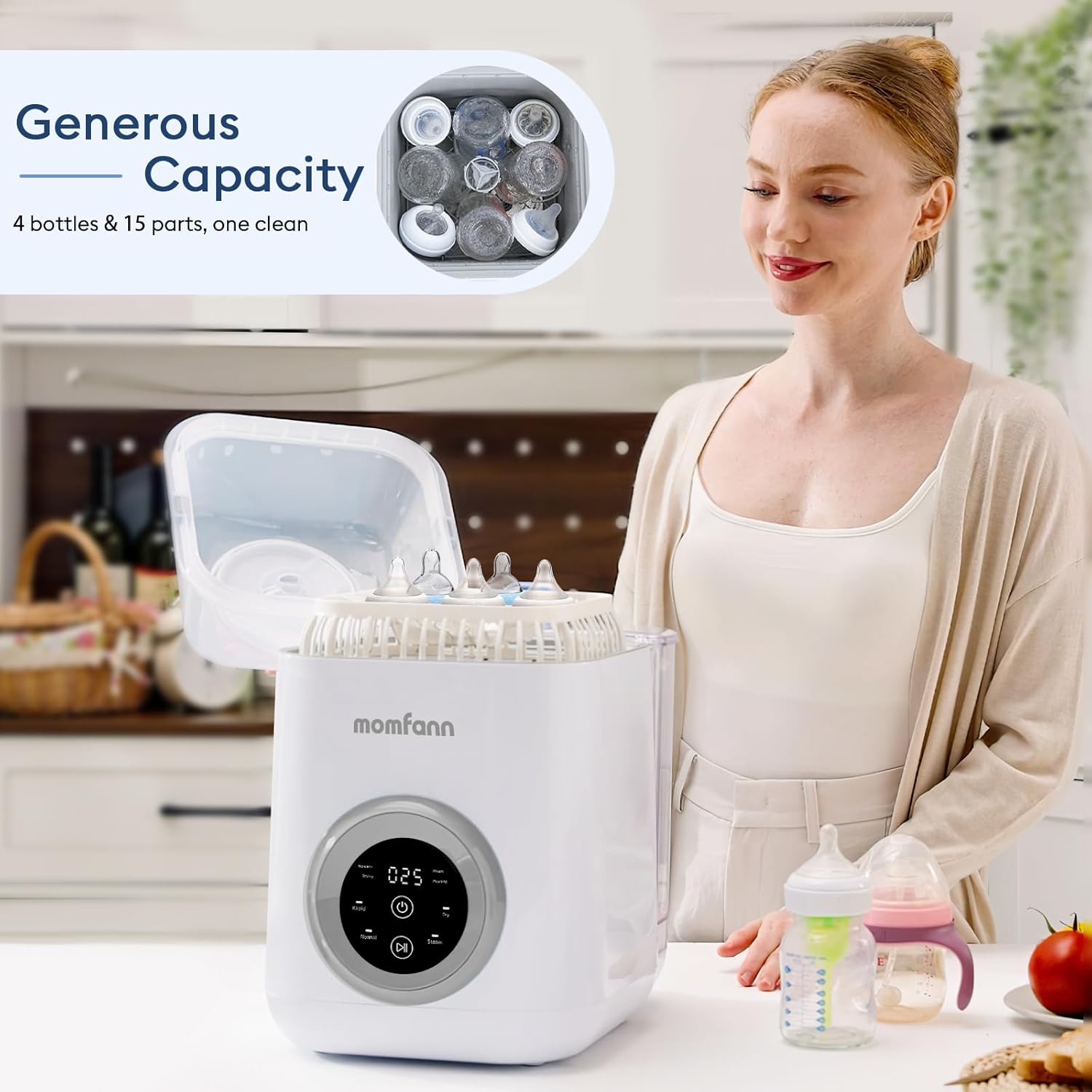 Baby Bottle Washer-19 Min Rapid Wash, Sterilizer and Dryer, All-in-One Cleaner, Bottles, Pump Parts & Baby Essentials wourant