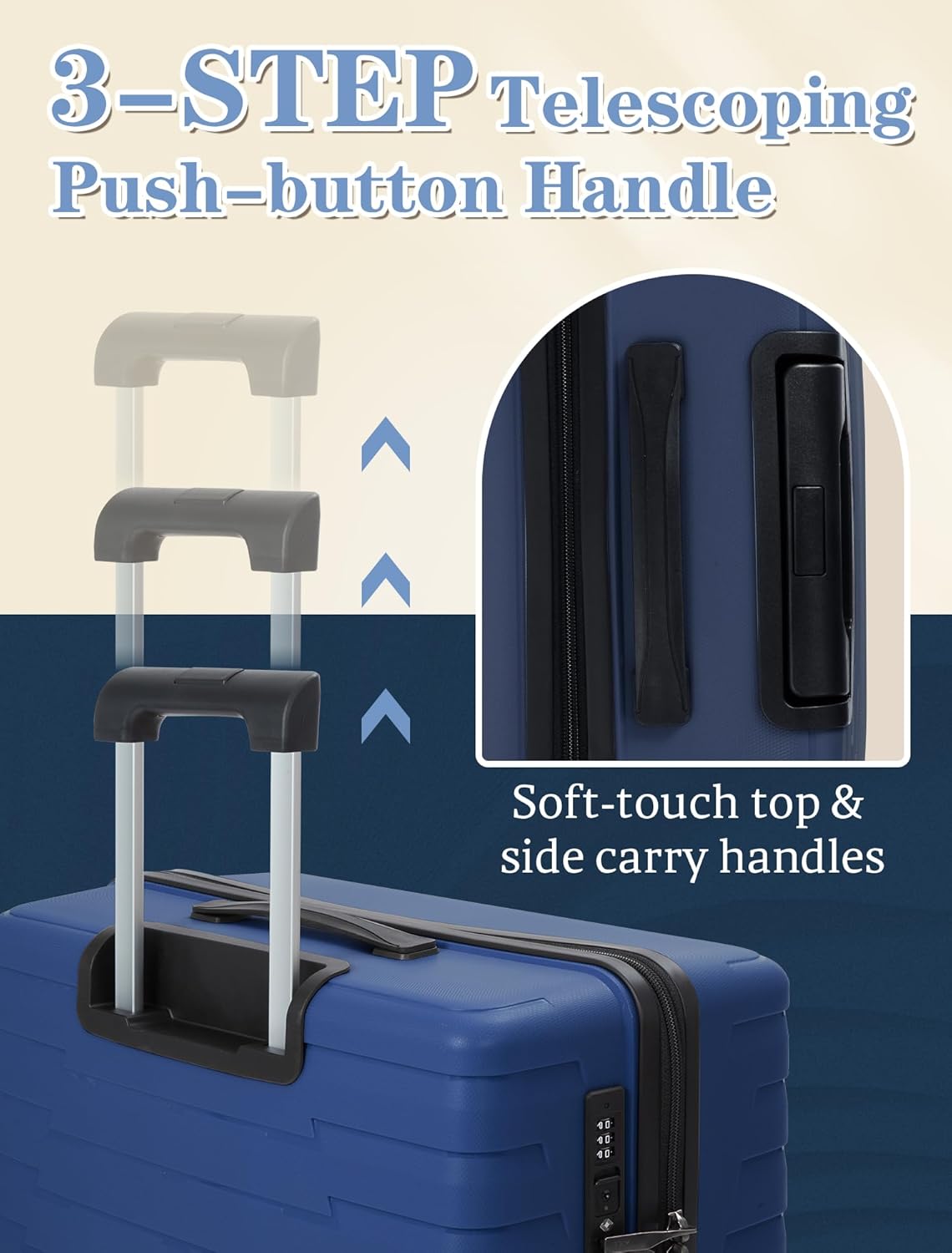 5-piece luggage set with wheels, ABS hardshell suitcase with spinner wheels wourant