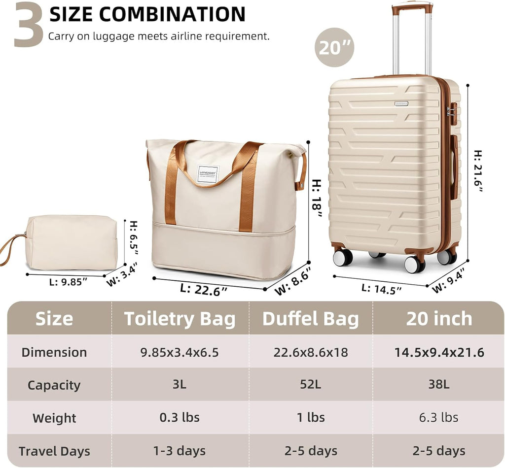Luggage 6-piece hardshell expandable suitcase lightweight travel carry-on luggage set wourant