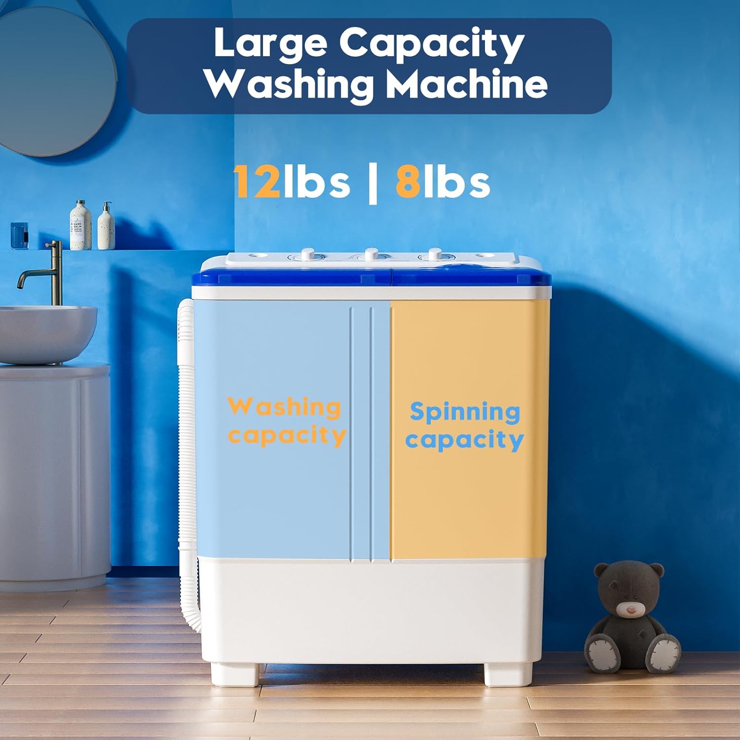 Auertech Portable Washing Machine 28lb Twin Tub Washing Machine Mini Compact Washing Machine with Drain Pump wourant