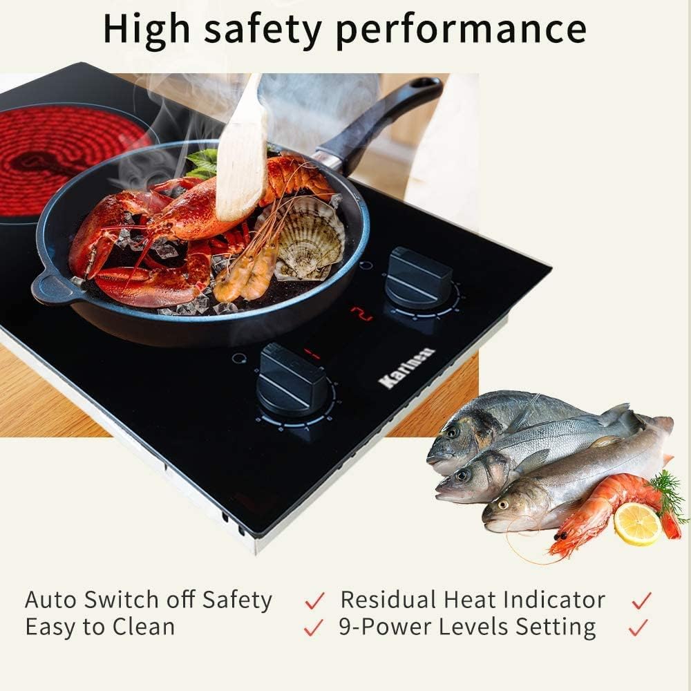 Karinear 30 Inch Electric Cooktop 4 Burners Built-in Ceramic Cooktop Radiant Electric Stove Top wourant